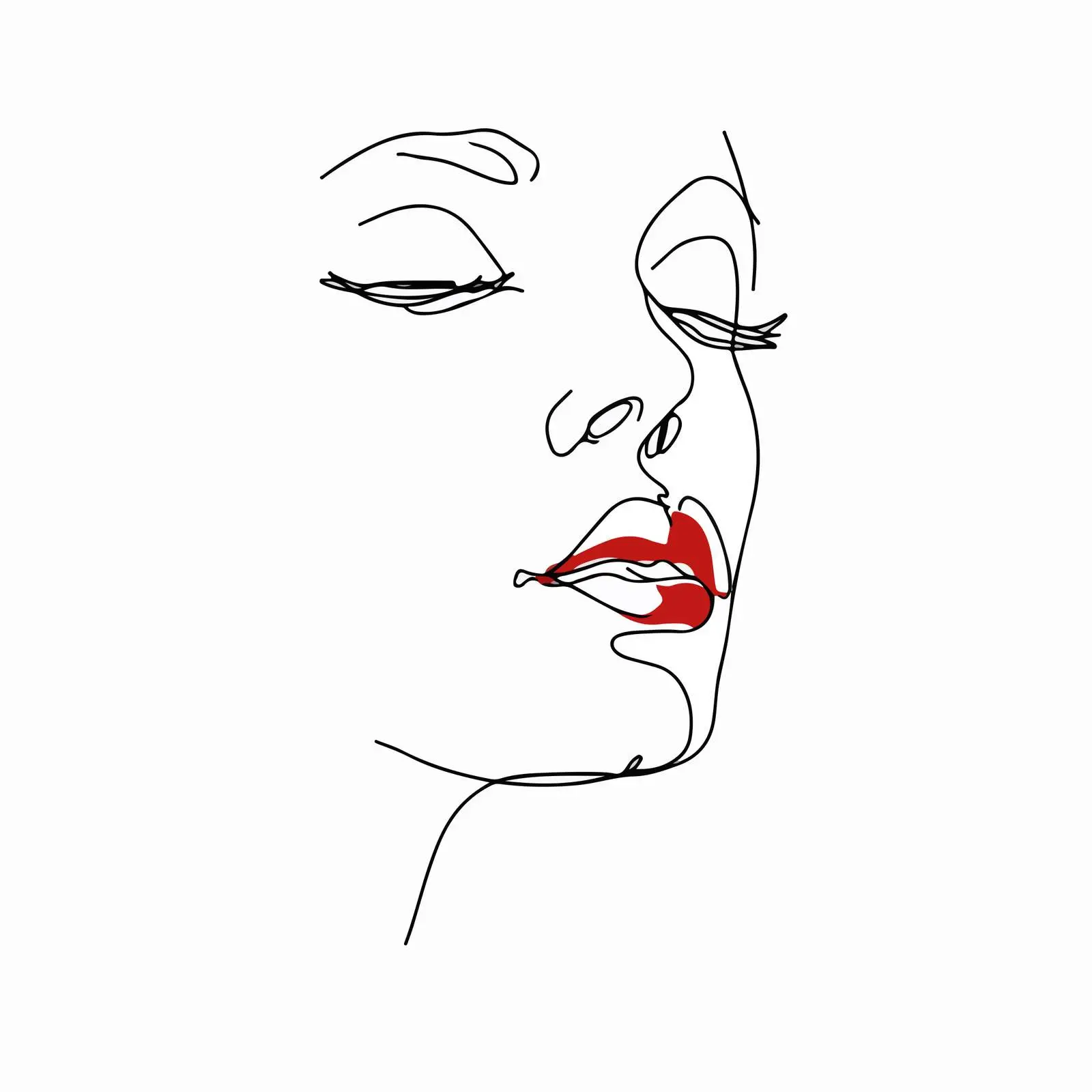 Minimal Face Outline with Emphasized Lips — free download from Dotvec