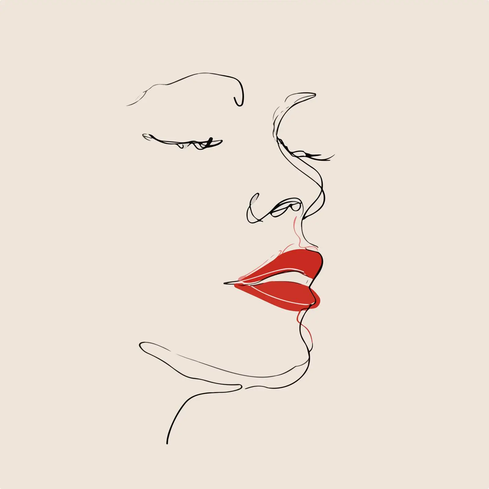 Simple Face Outline with Emphasized Lips — free download from Dotvec