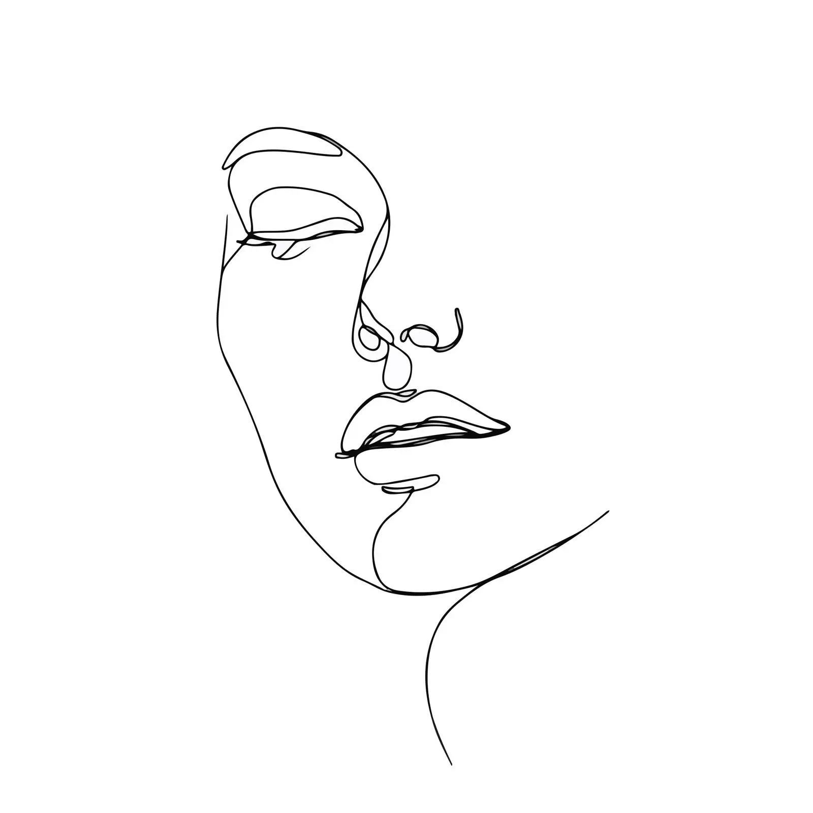 Elegant Face Outline with Emphasized Lips — free download from Dotvec