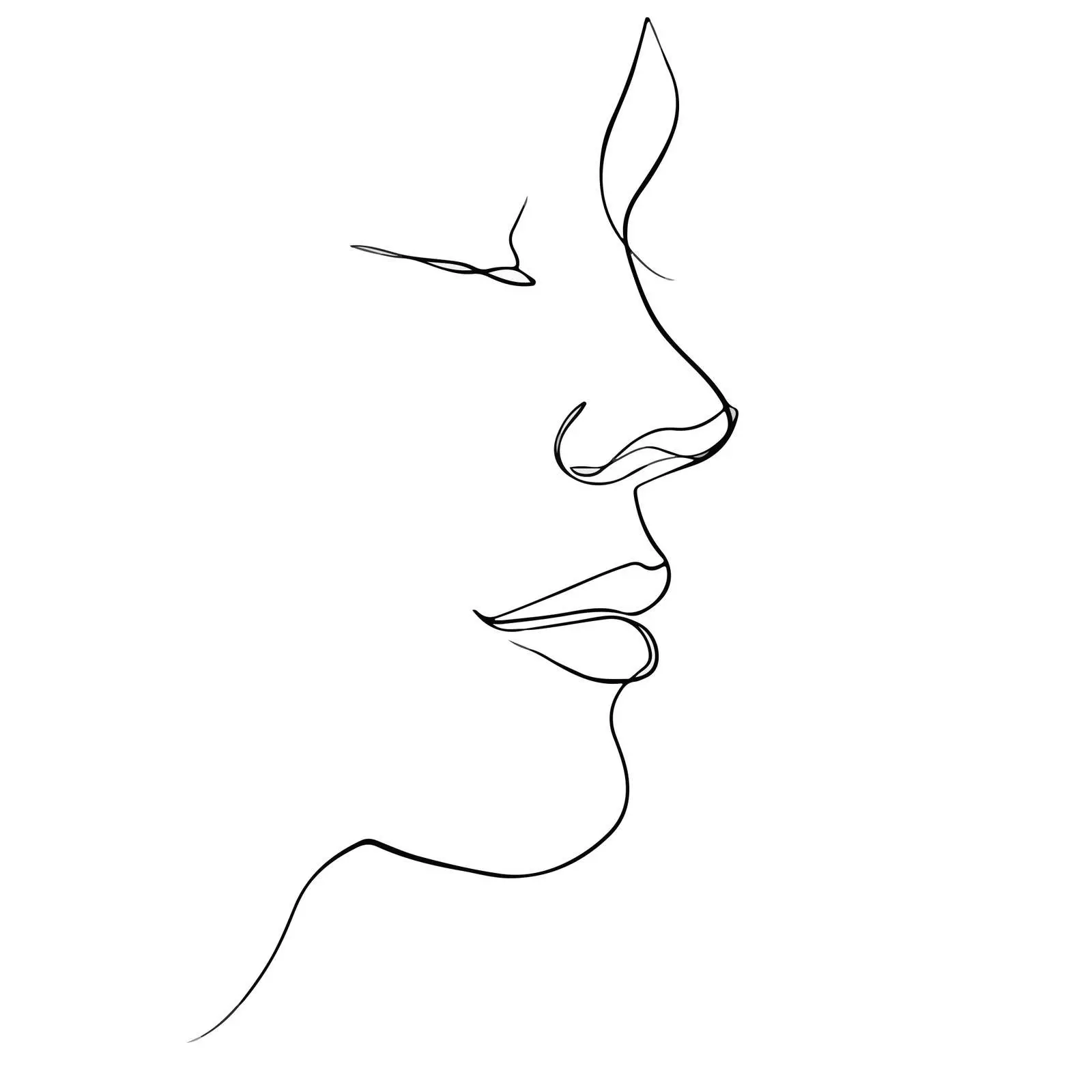 Minimal Face Outline with Emphasized Lips — free download from Dotvec