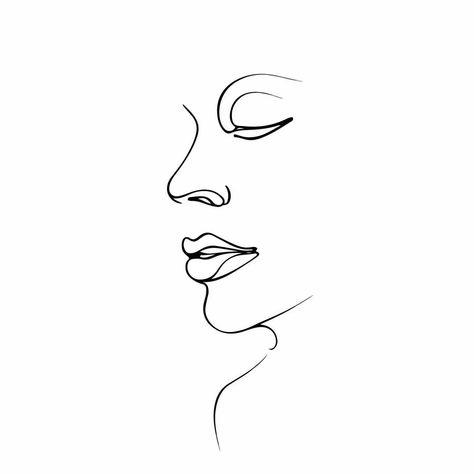 Sleek Face Outline with Emphasized Lips — free download from Dotvec