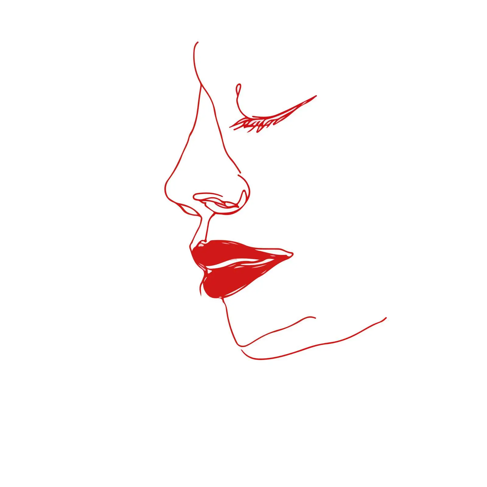 Face Outline with Emphasized Lips Art — free download from Dotvec