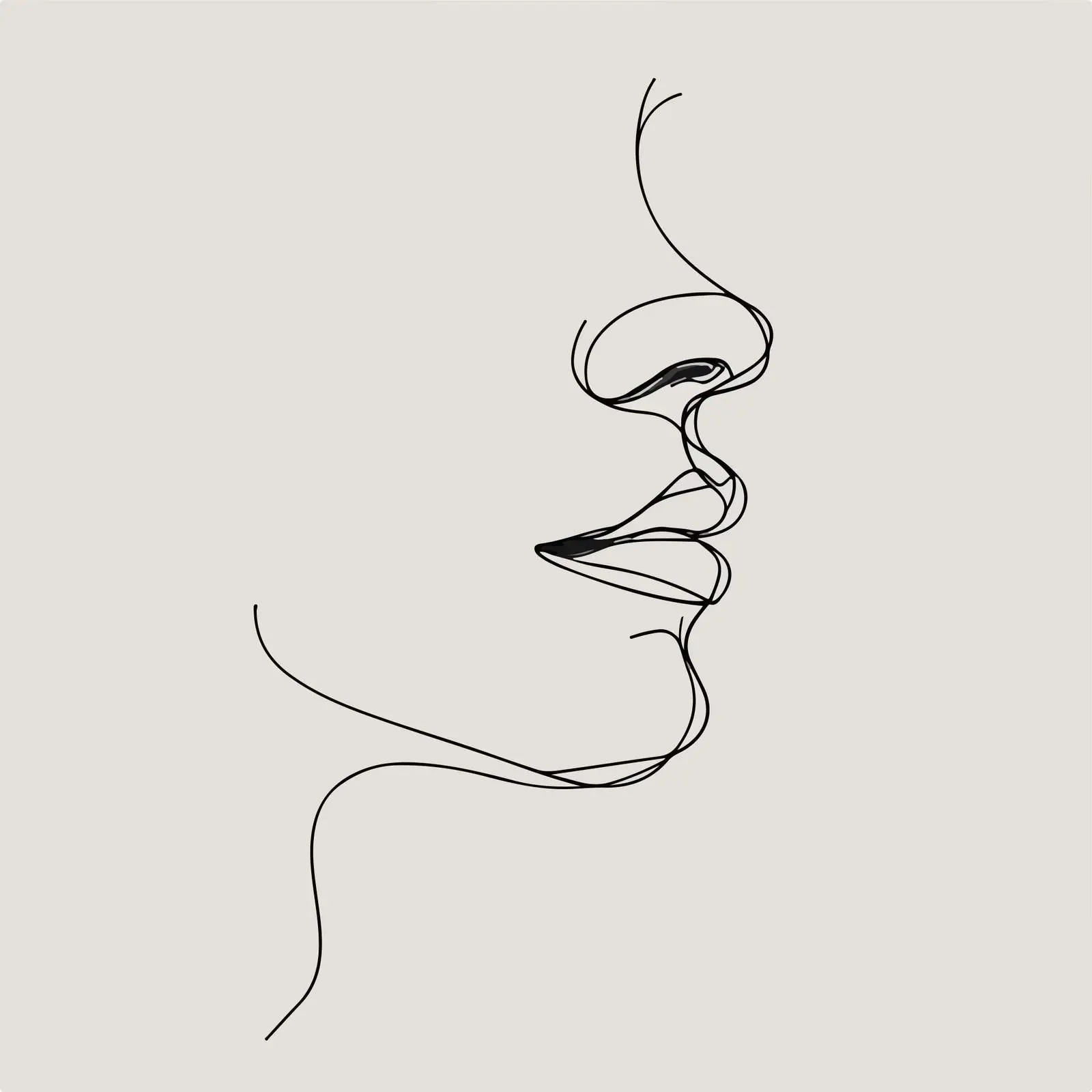 Elegant Face Line Art with Emphasized Lips — free download from Dotvec