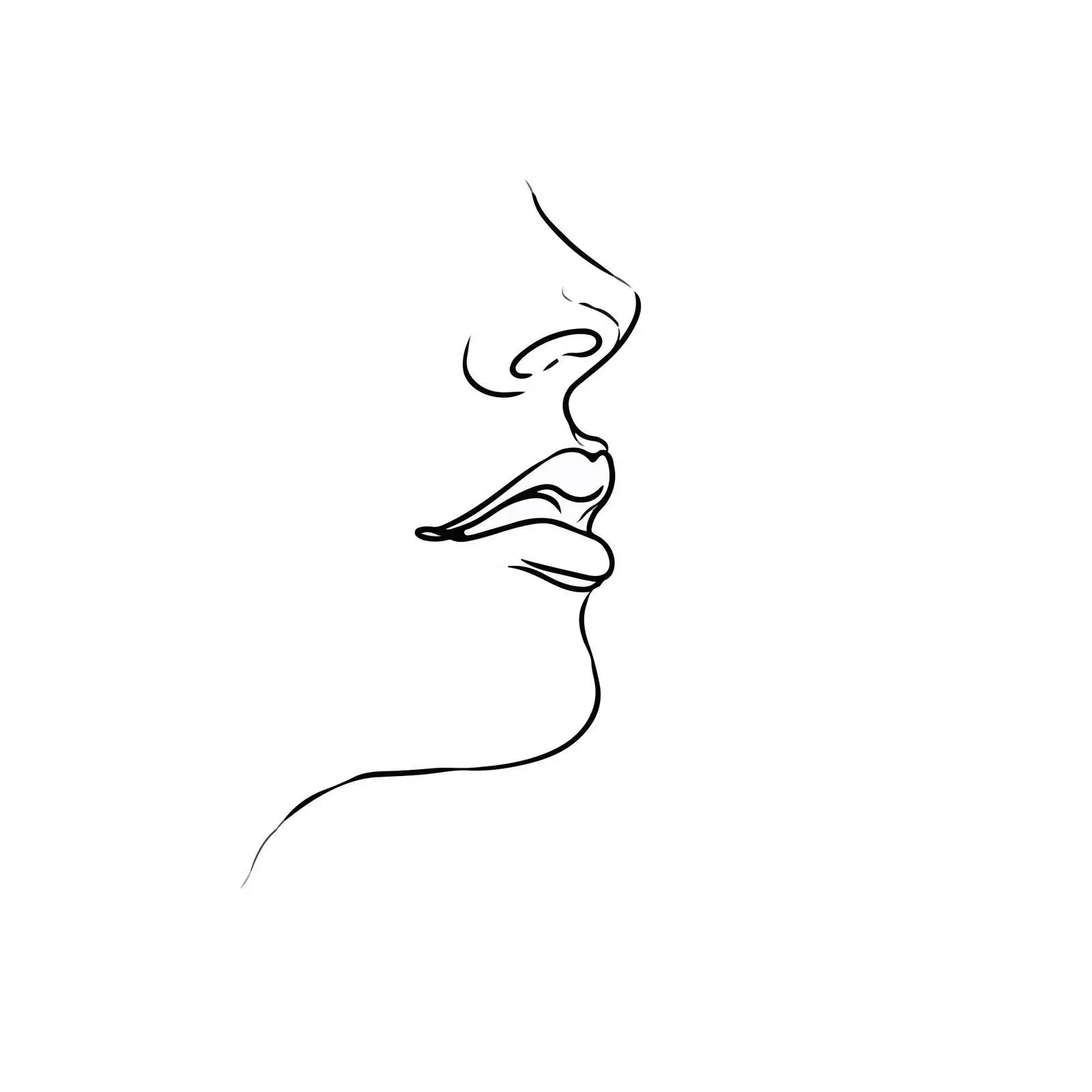 Elegant Face Outline with Emphasized Lips — free download from Dotvec