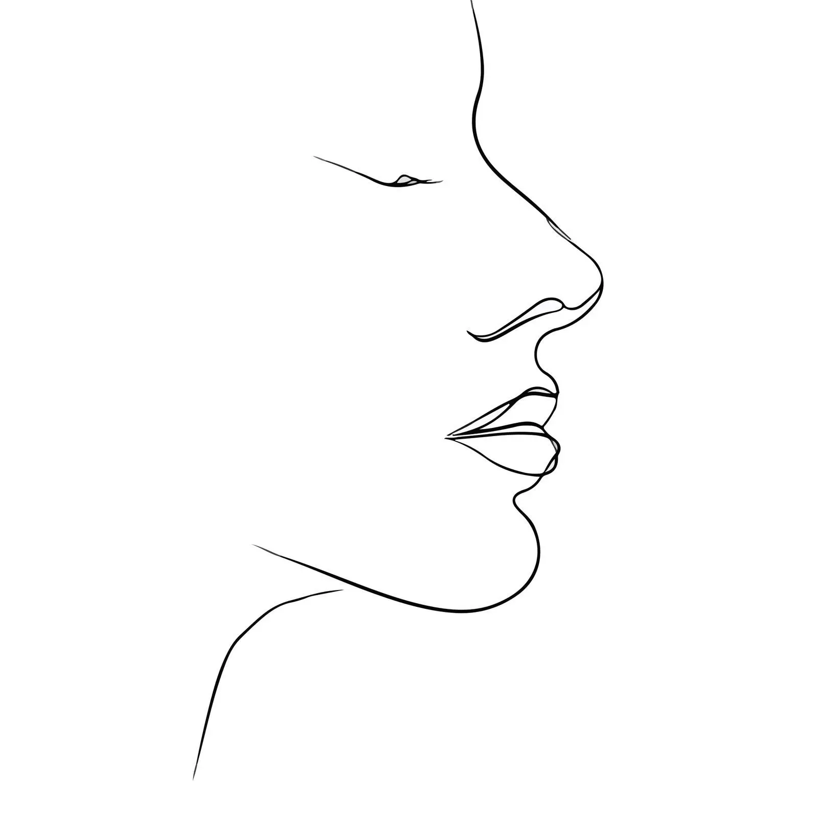Minimal Face Outline with Emphasized Lips — free download from Dotvec
