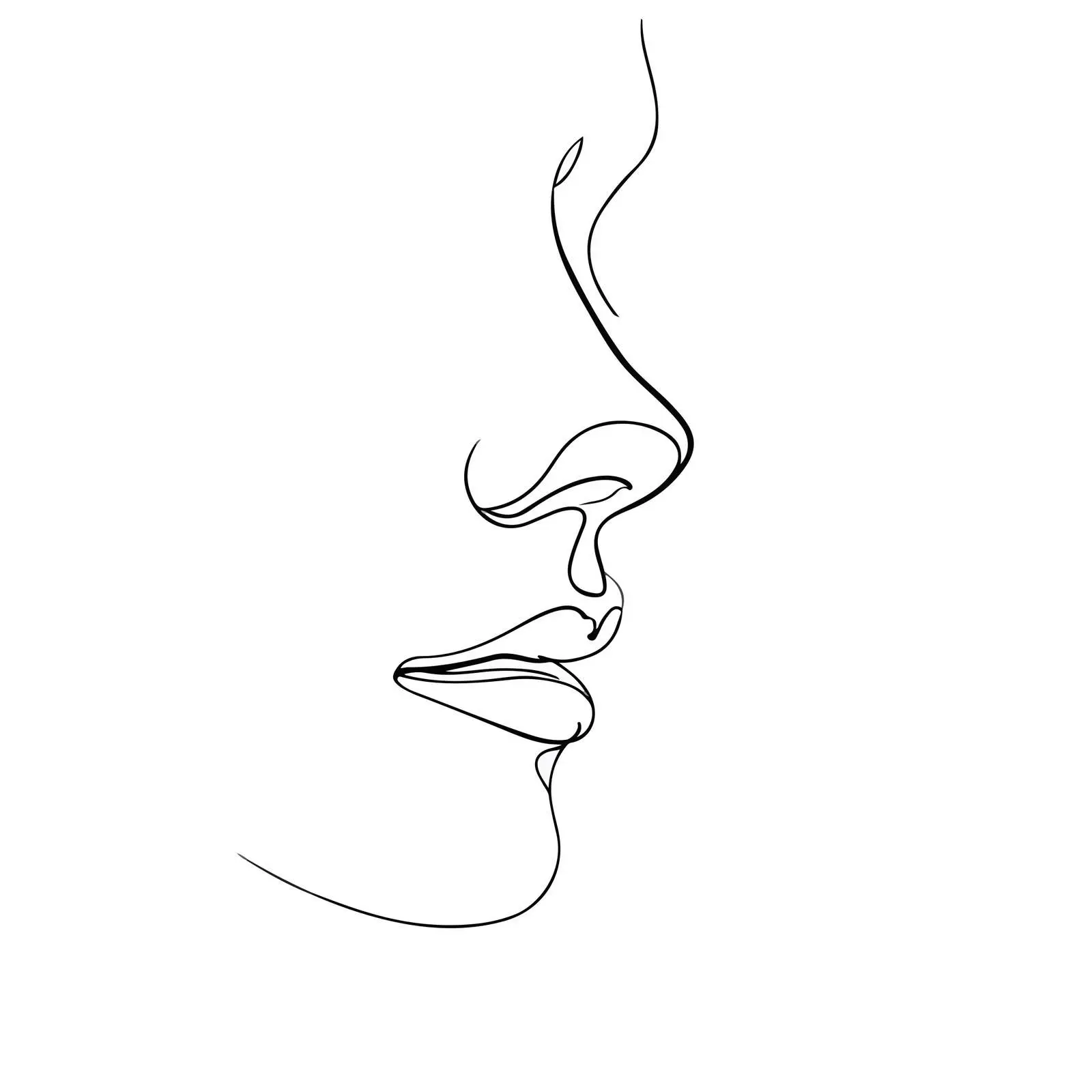 Elegant Face Outline with Emphasized Lips — free download from Dotvec