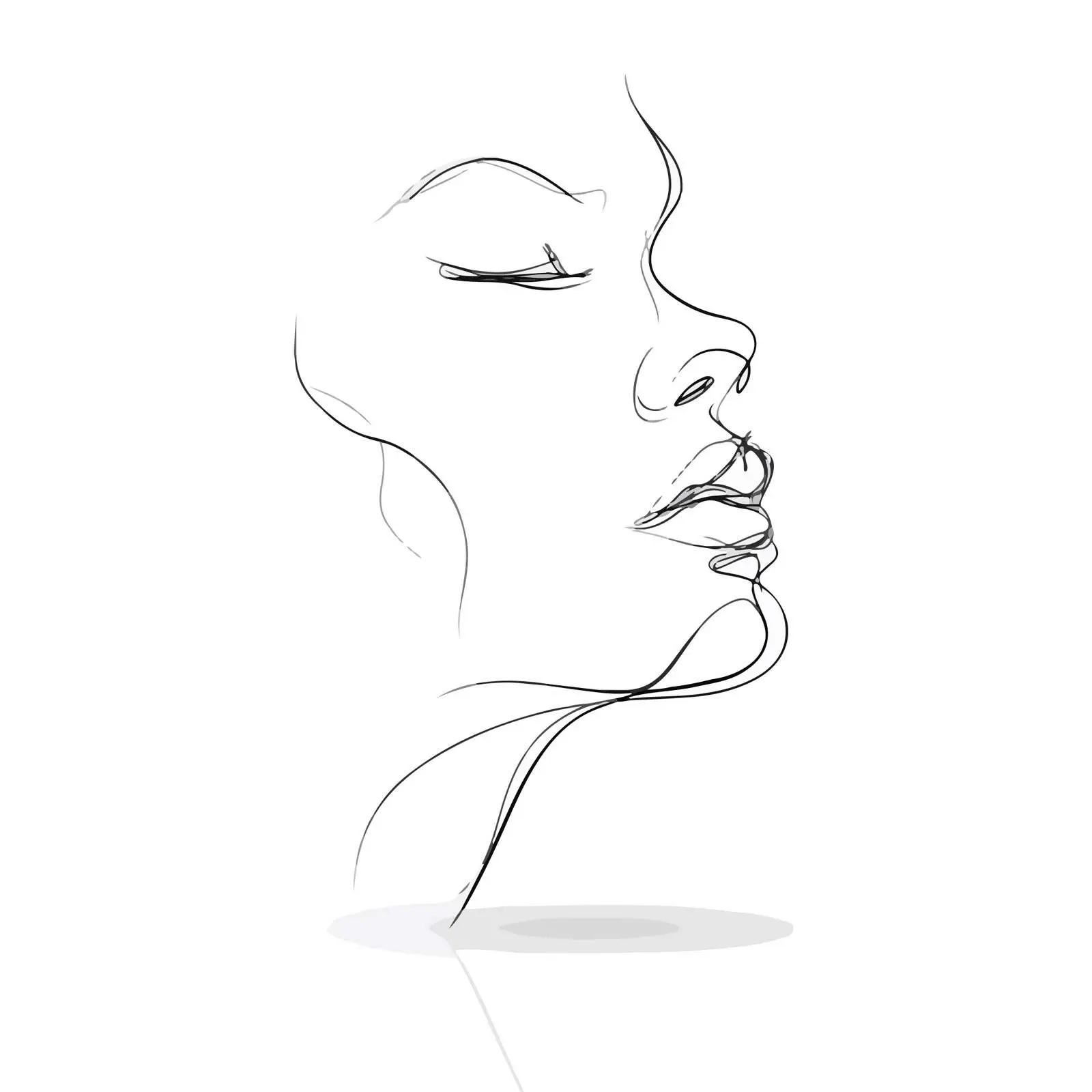 Minimal Face Line Art with Emphasized Lips — free download from Dotvec