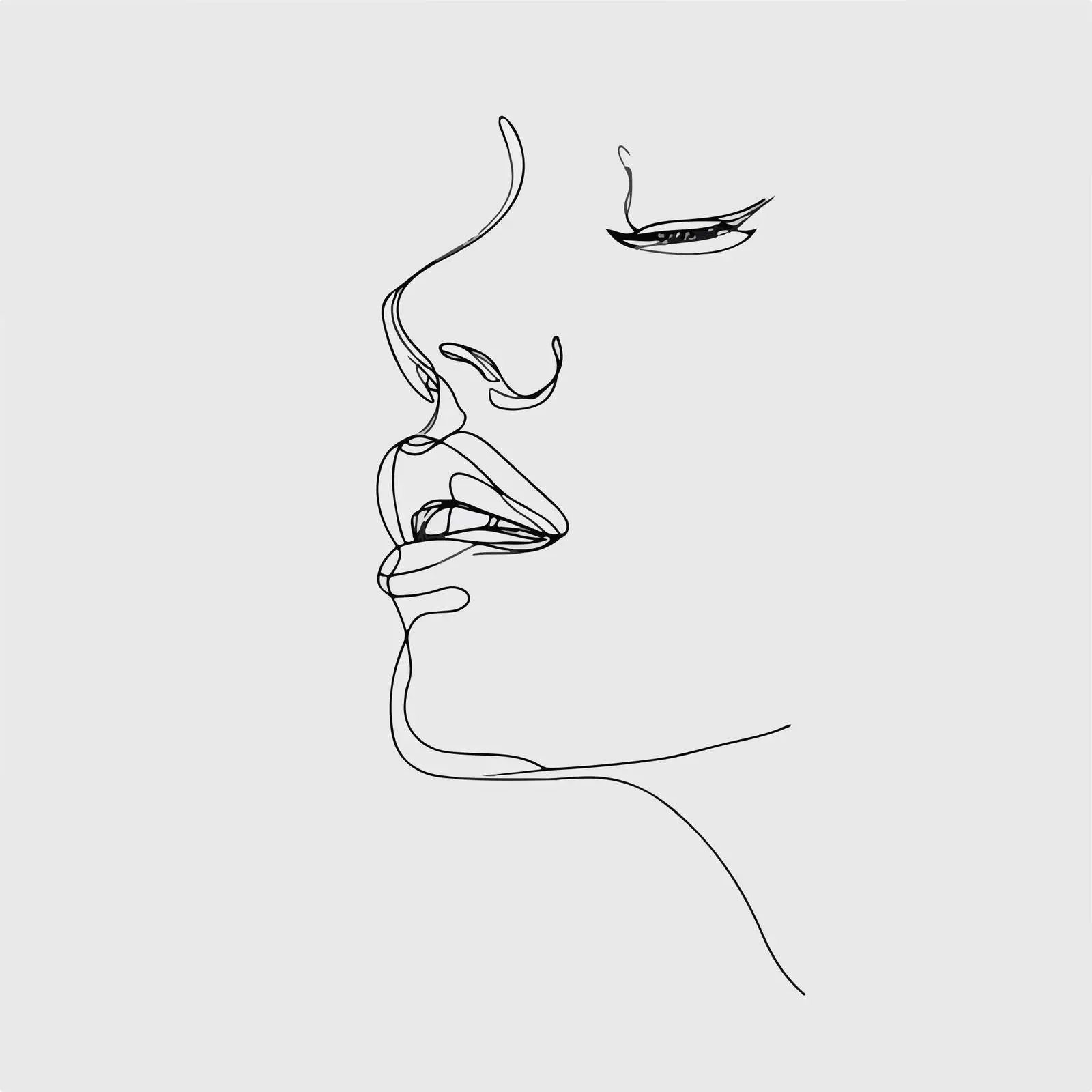 Elegant Face Outline with Emphasized Lips — free download from Dotvec