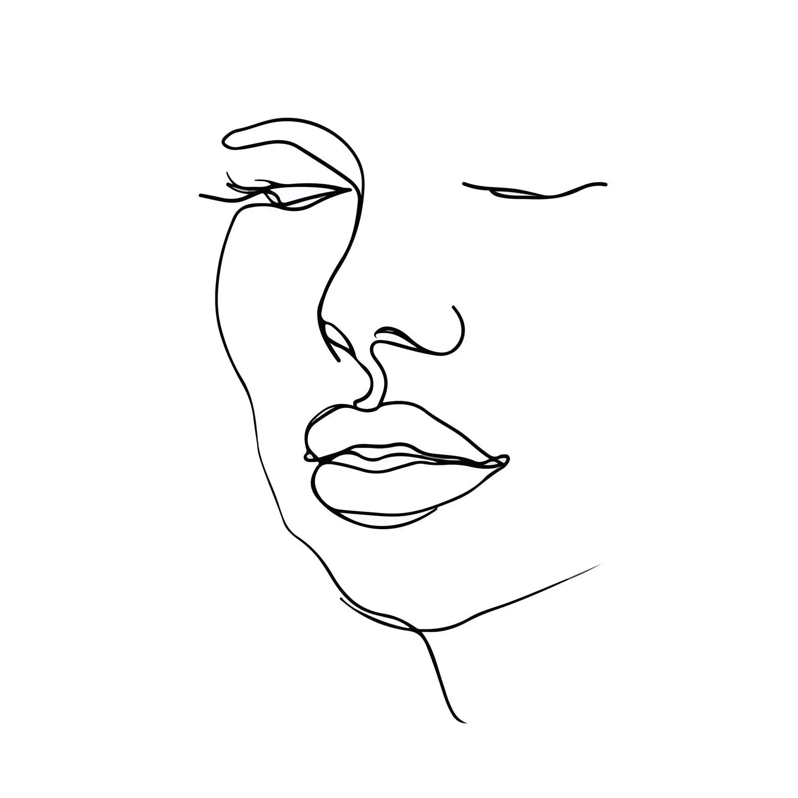 Face Line Art with Emphasized Lips — free download from Dotvec