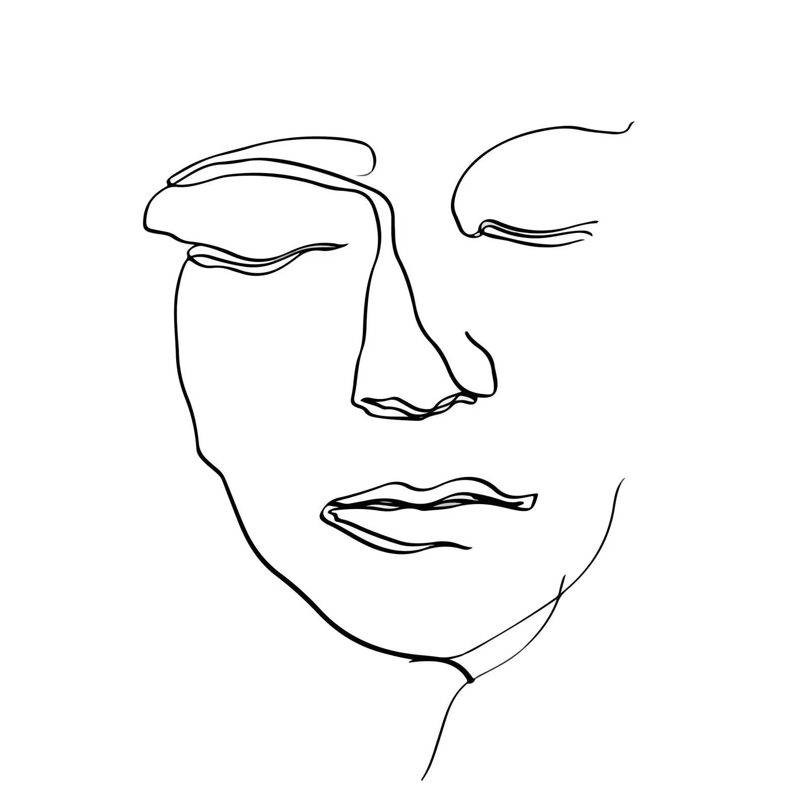 Minimal Face Line Art with Closed Eyes — free download from Dotvec