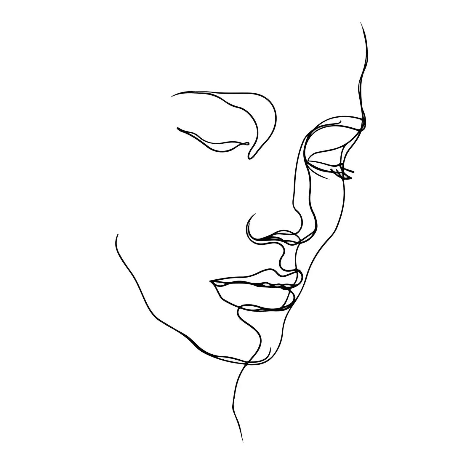 Minimal Face Line Art with Closed Eyes — free download from Dotvec