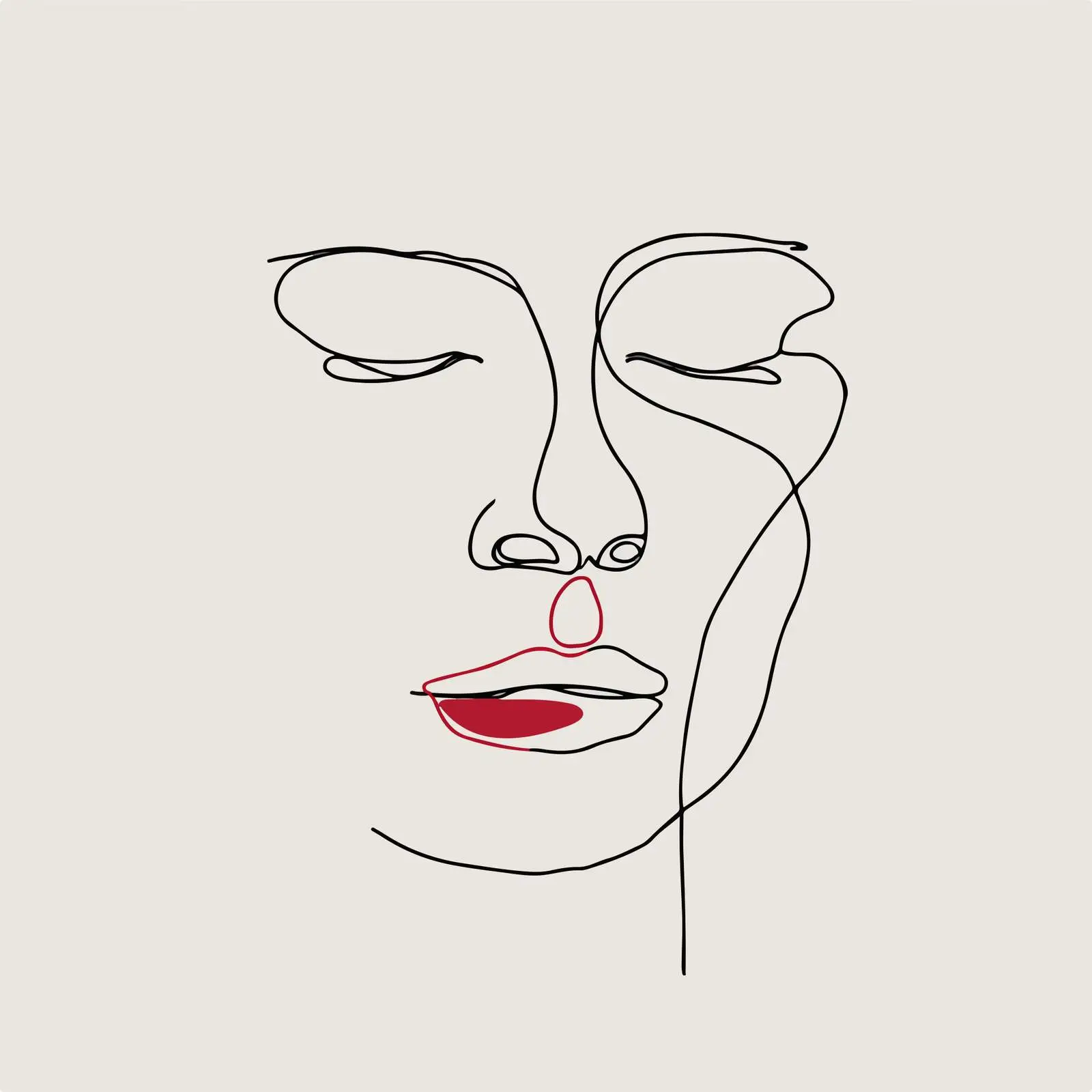 Elegant Face Line Art — free download from Dotvec
