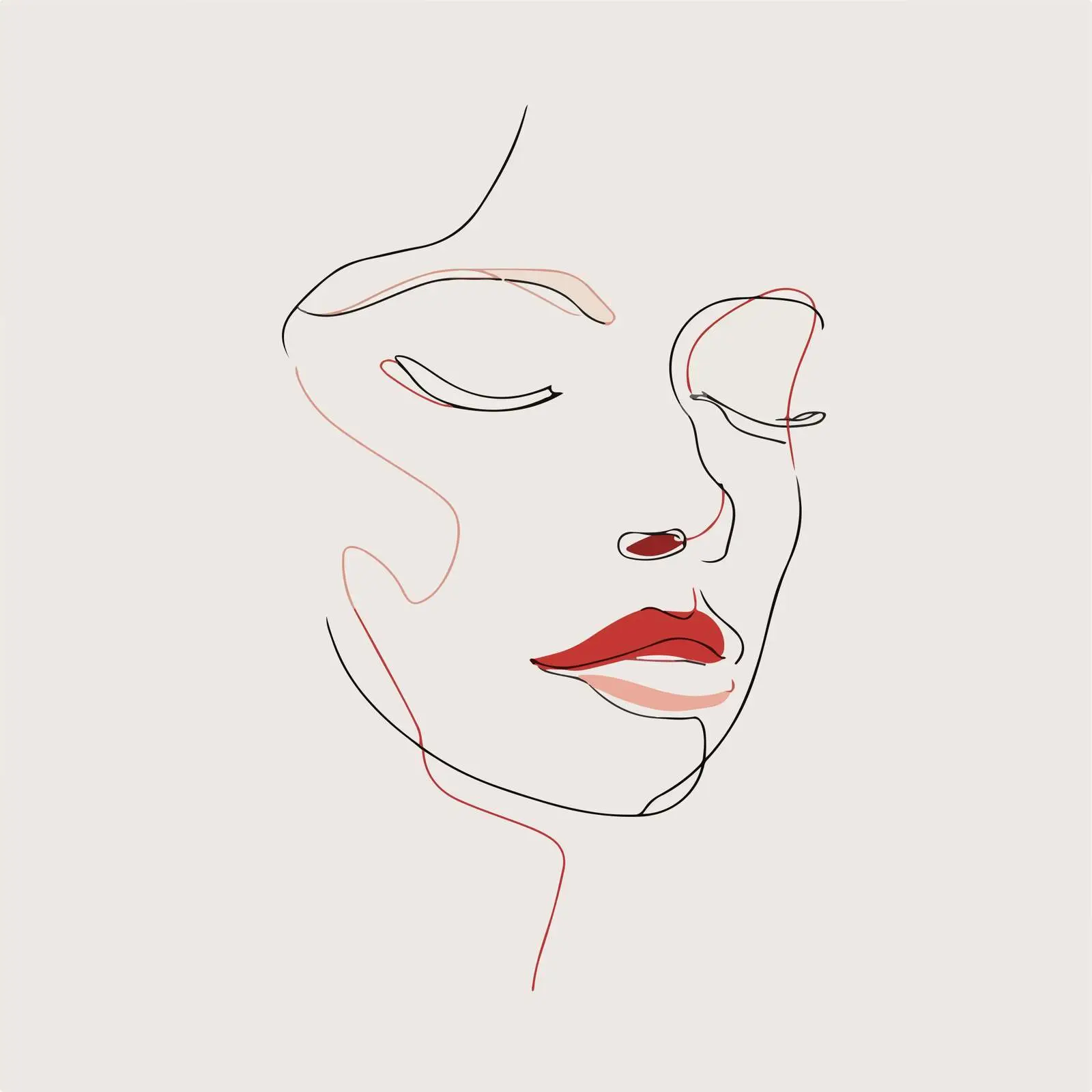 Elegant Face Line Art — free download from Dotvec