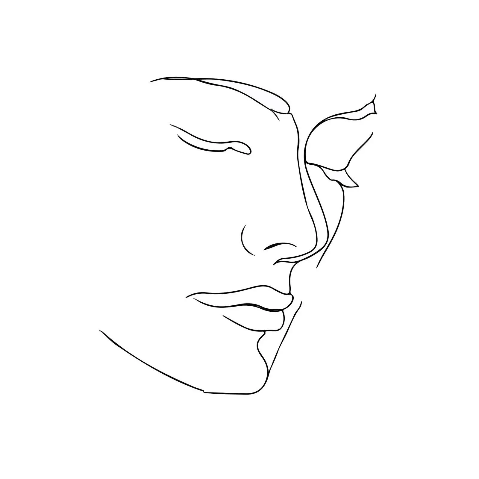 Elegant Face Line Art — free download from Dotvec