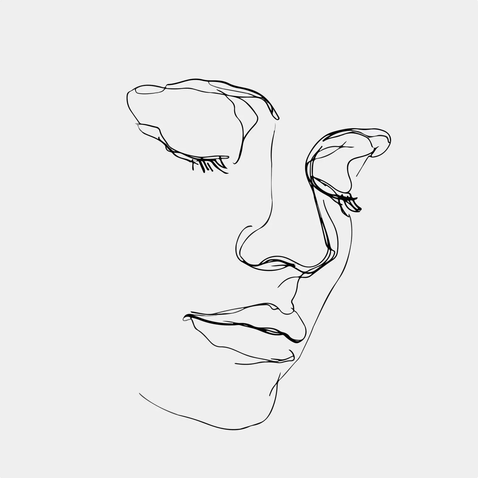 Minimal Face Line Art with Closed Eyes — free download from Dotvec
