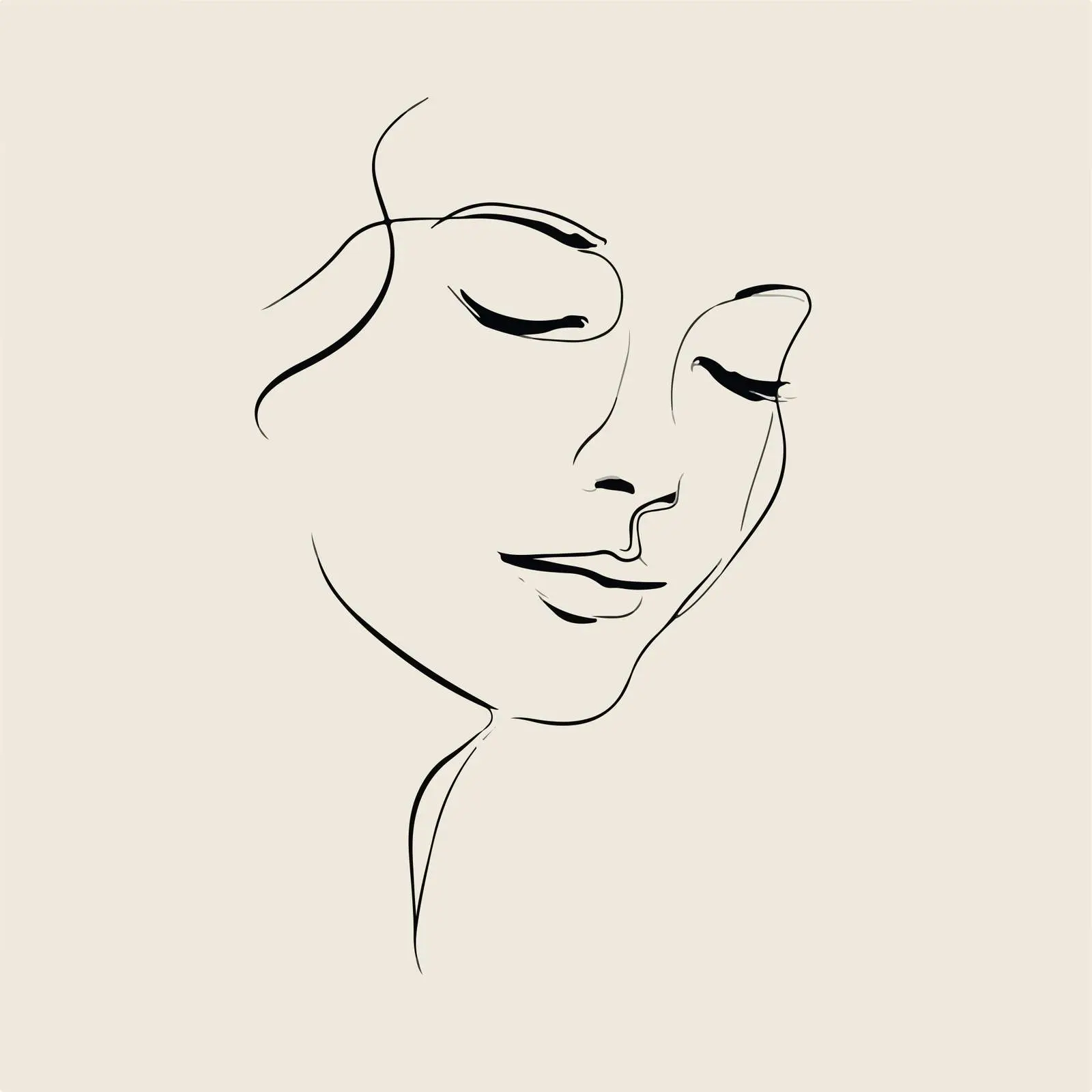 Elegant Face Line Art — free download from Dotvec