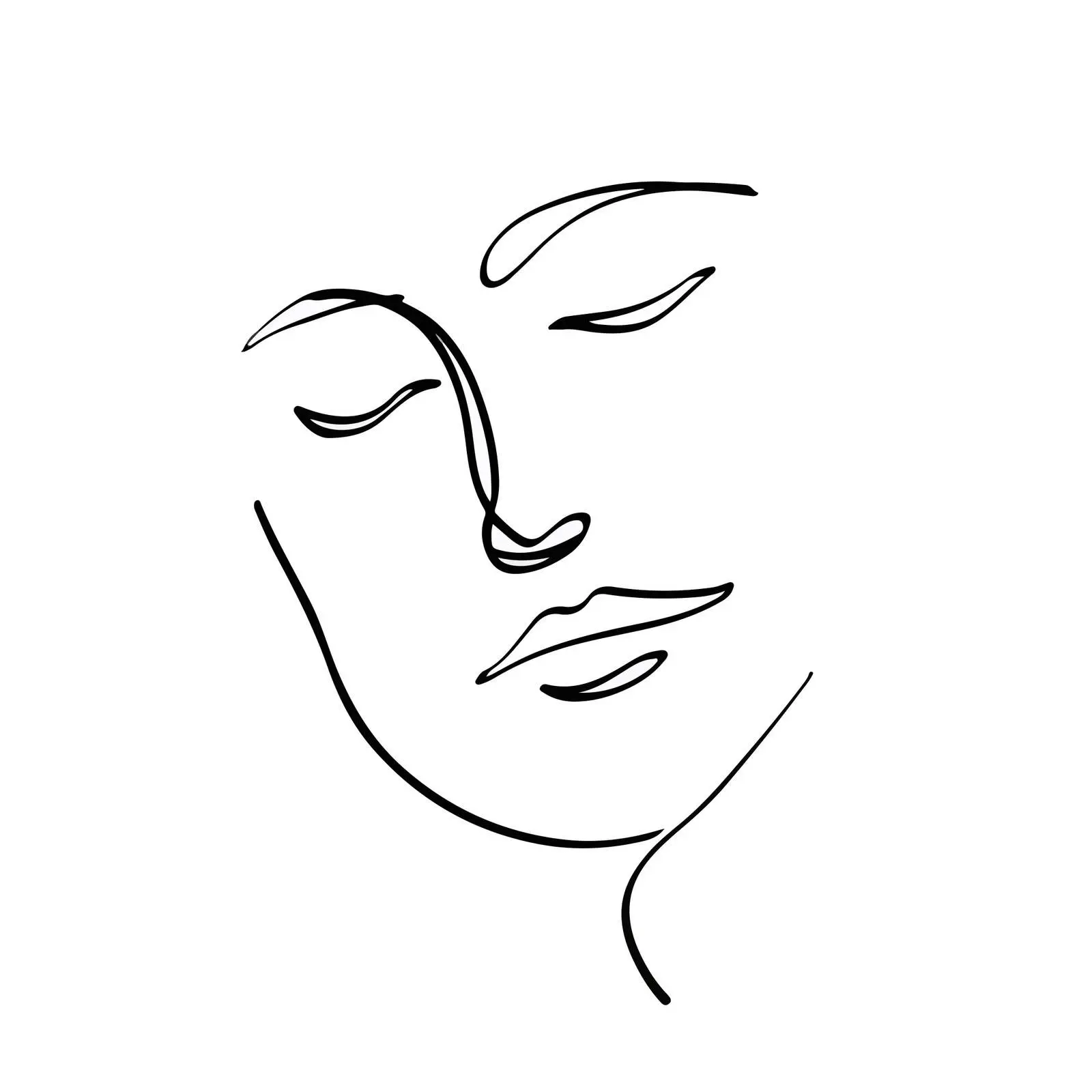 Minimal Face Drawing with Closed Eyes — free download from Dotvec