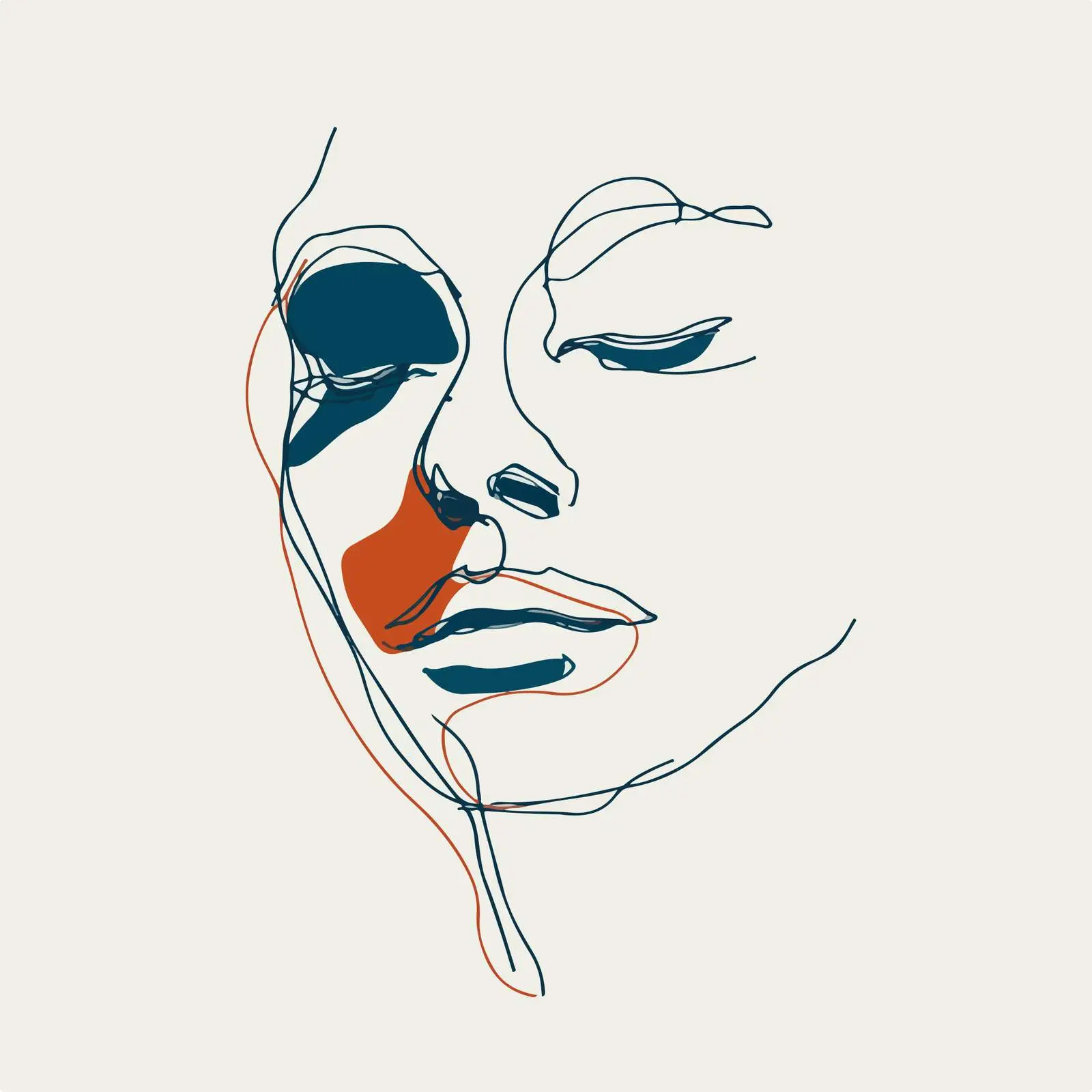 Elegant Face Line Art — free download from Dotvec