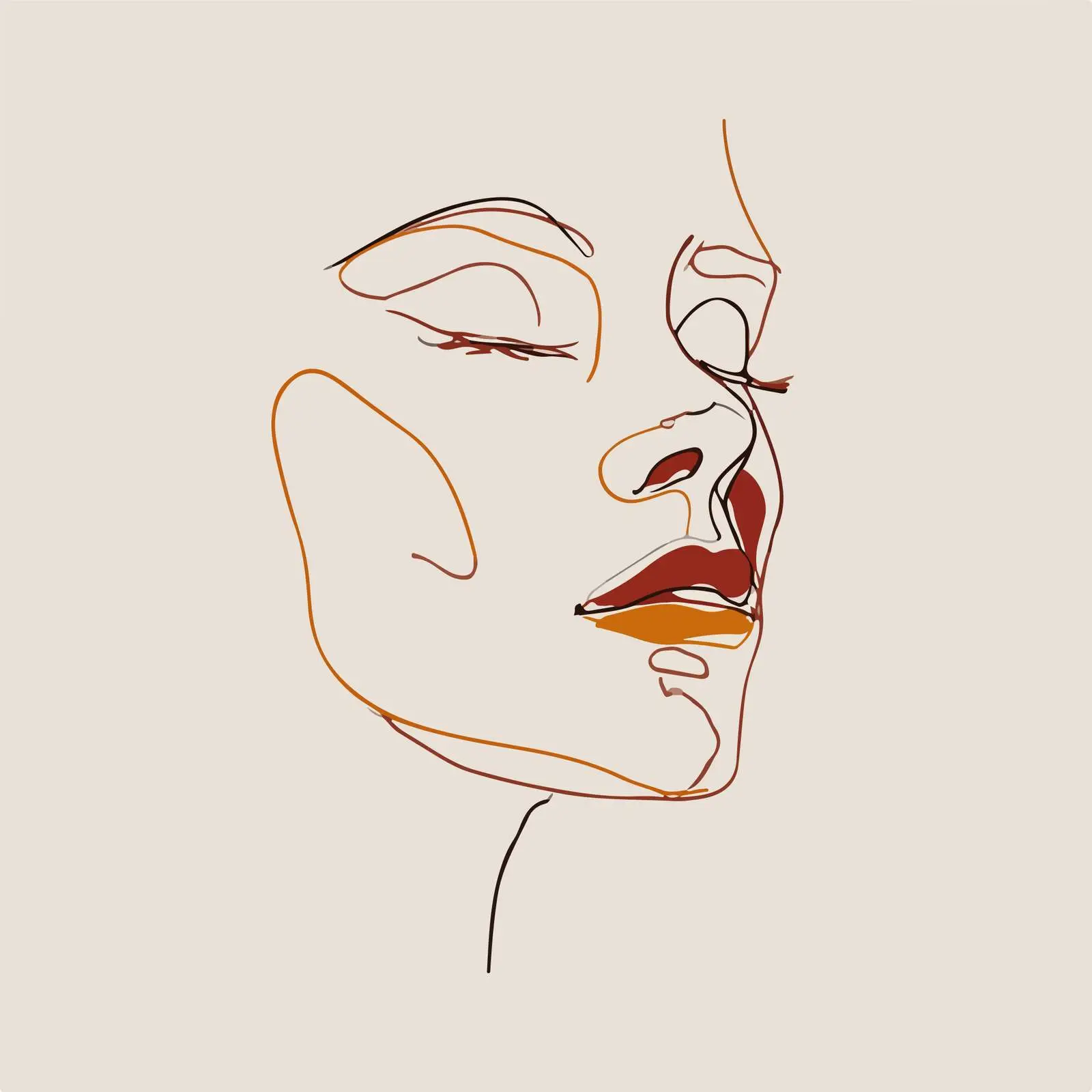 Elegant Face Line Art — free download from Dotvec