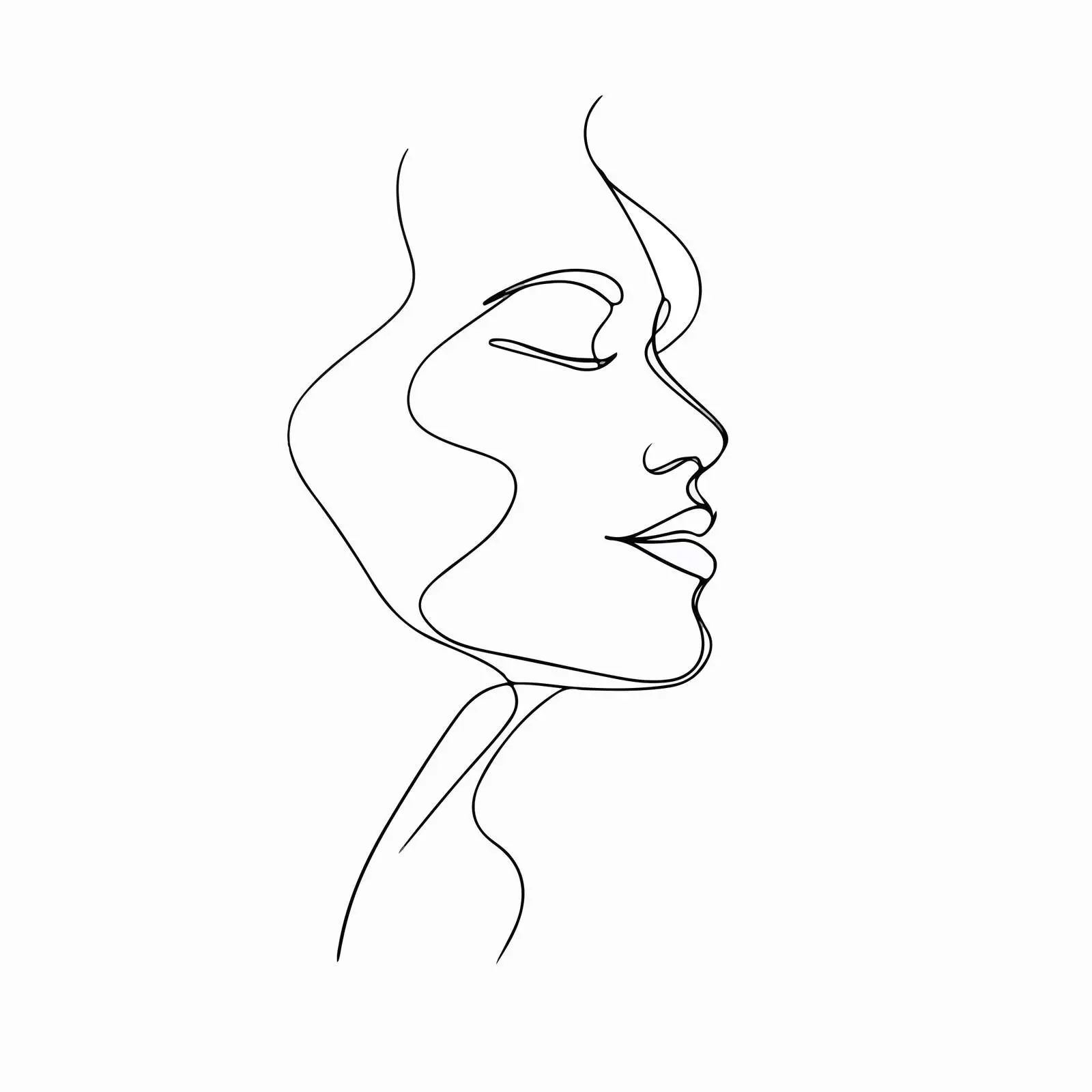 Elegant Face Flowing Hair Illustration — free download from Dotvec