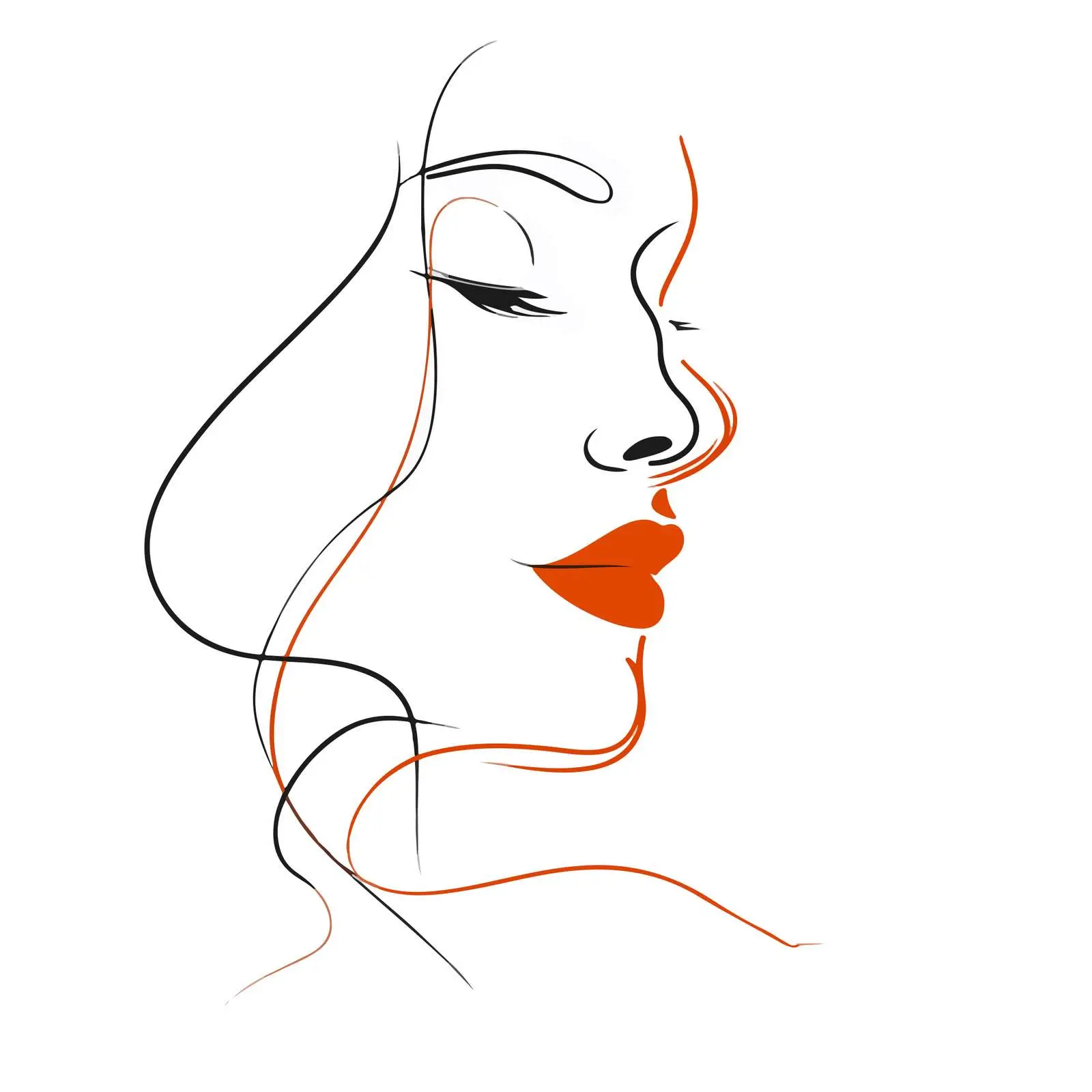 Elegant Face Line Art — free download from Dotvec