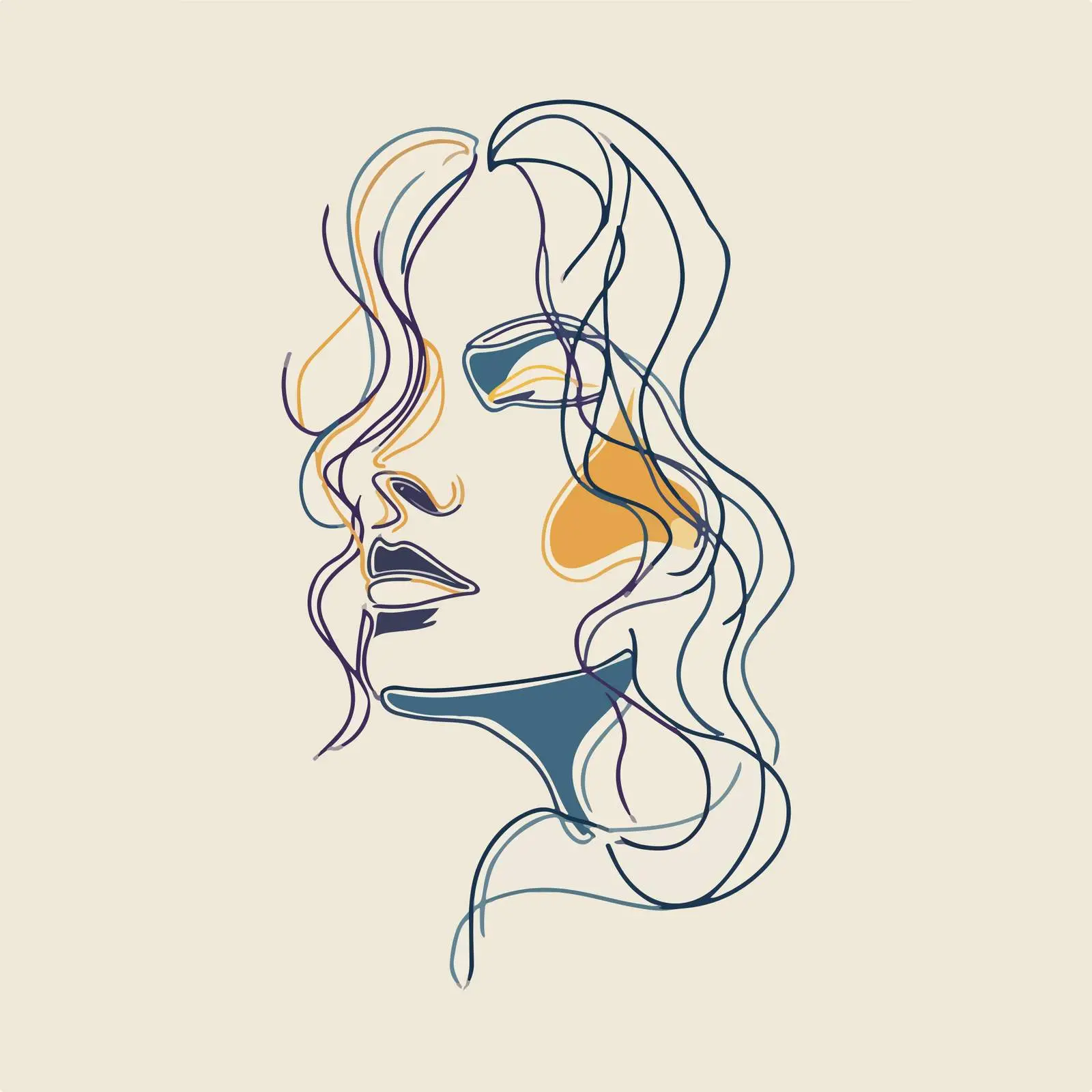 Elegant Continuous Line Art Face Illustration — free download from Dotvec