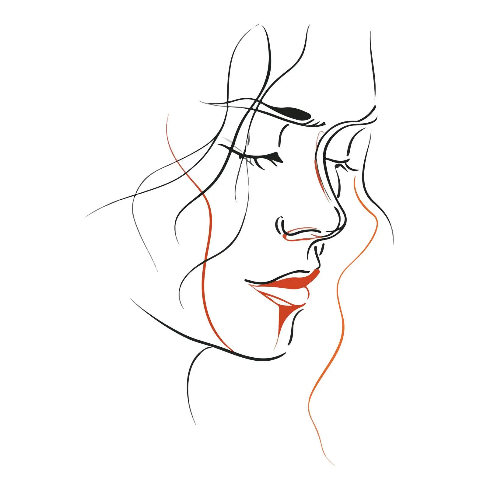 Elegant Face Line Art Illustration — free download from Dotvec