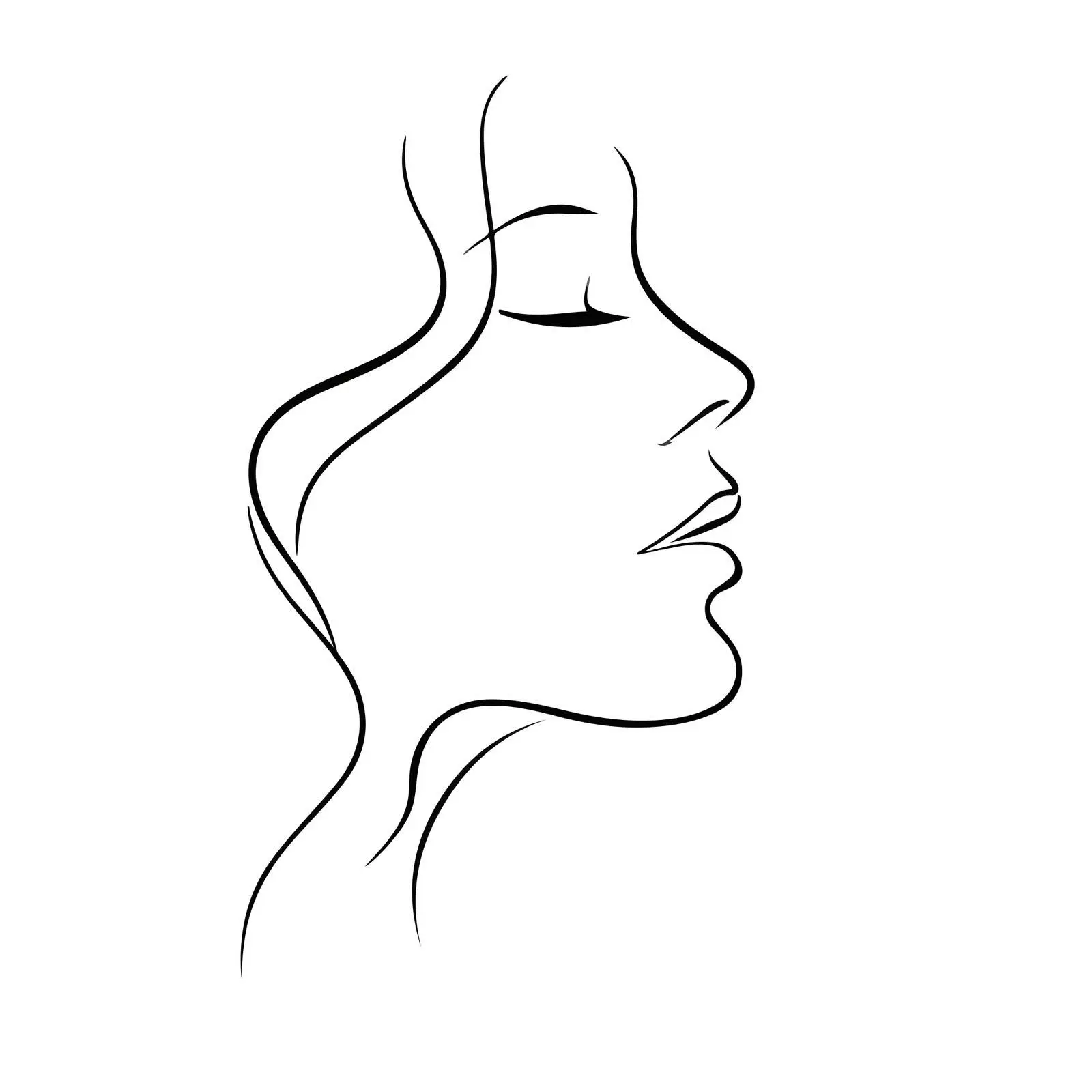 Elegant Face with Flowing Hair Art — free download from Dotvec