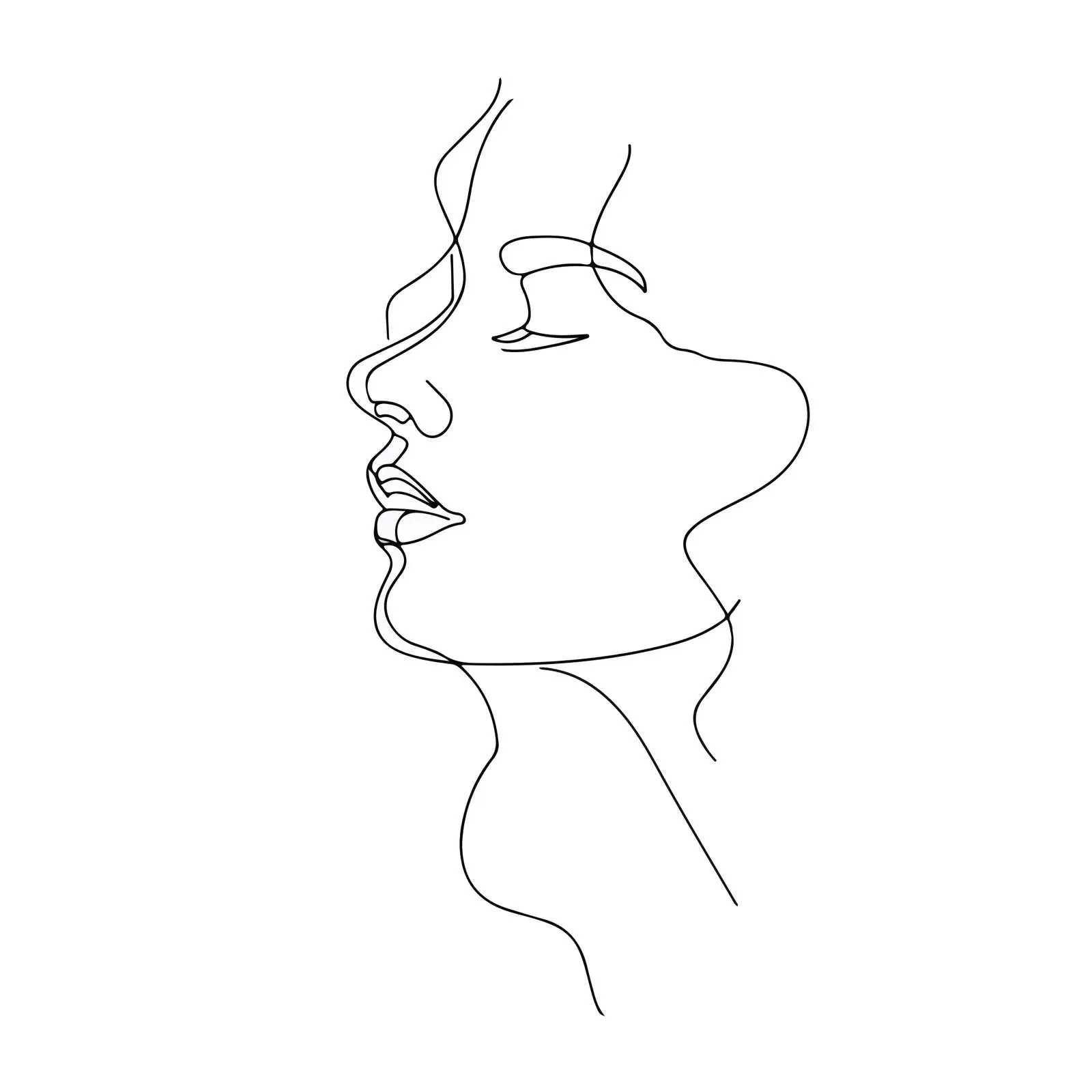 Elegant Face Line Art with Flowing Hair — free download from Dotvec