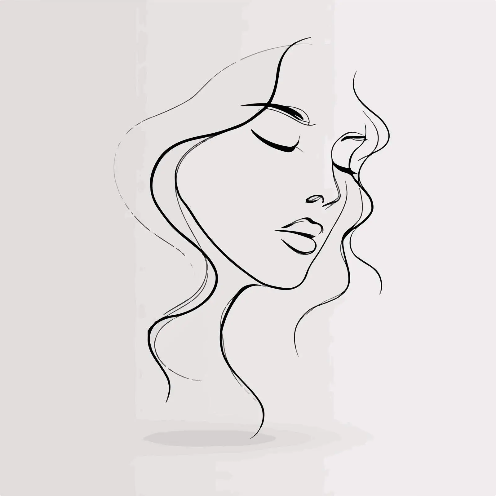 Elegant Flowing Hair Face Art — free download from Dotvec