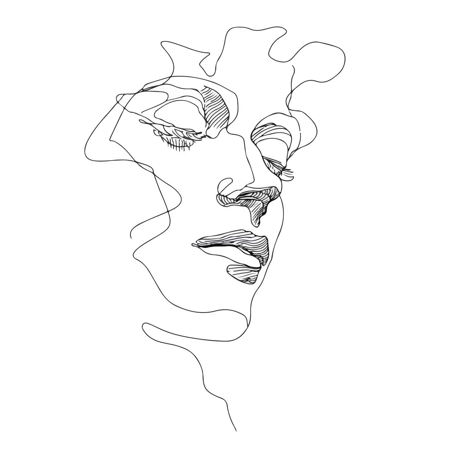 Elegant Continuous Line Face Art — free download from Dotvec