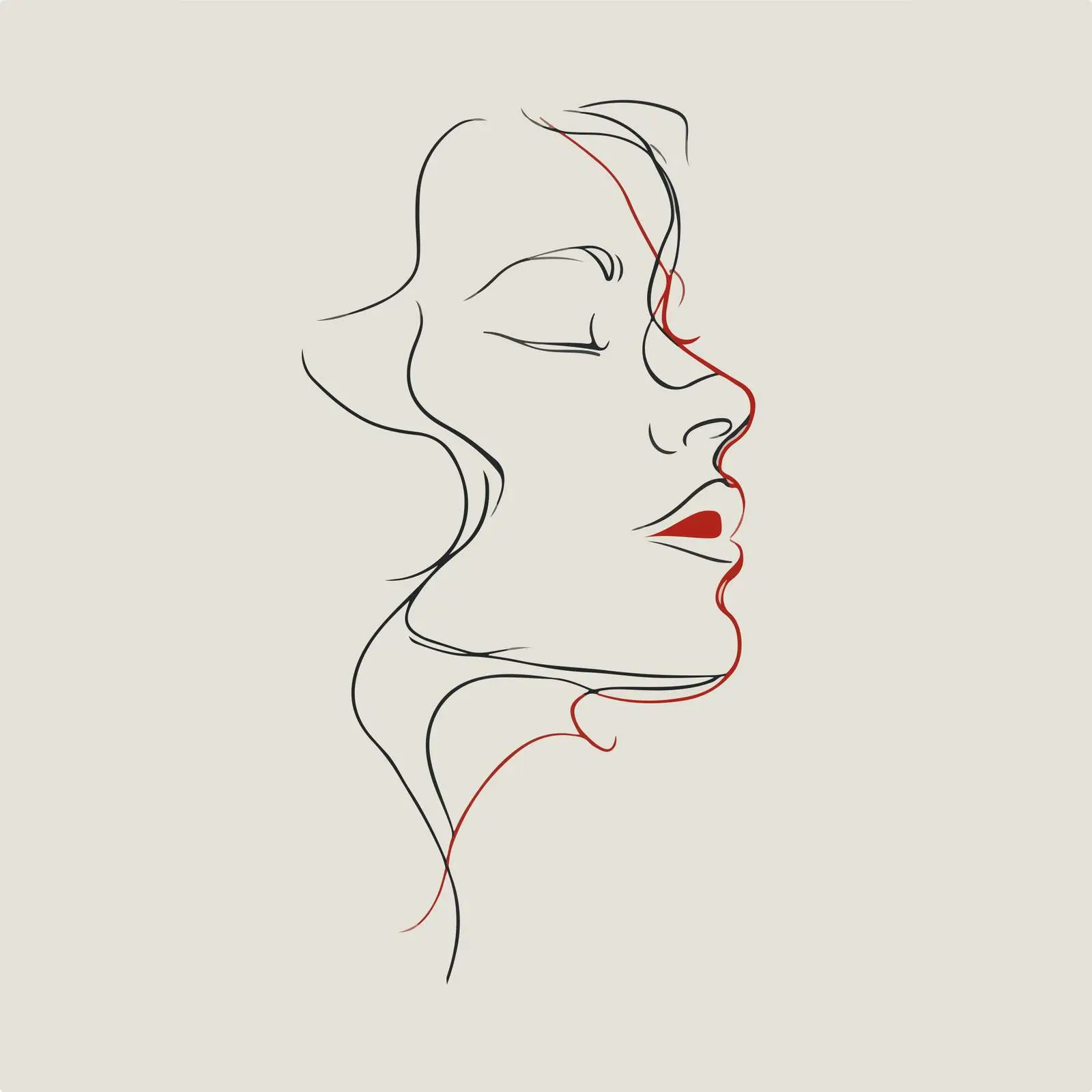 Elegant Face Line Art — free download from Dotvec