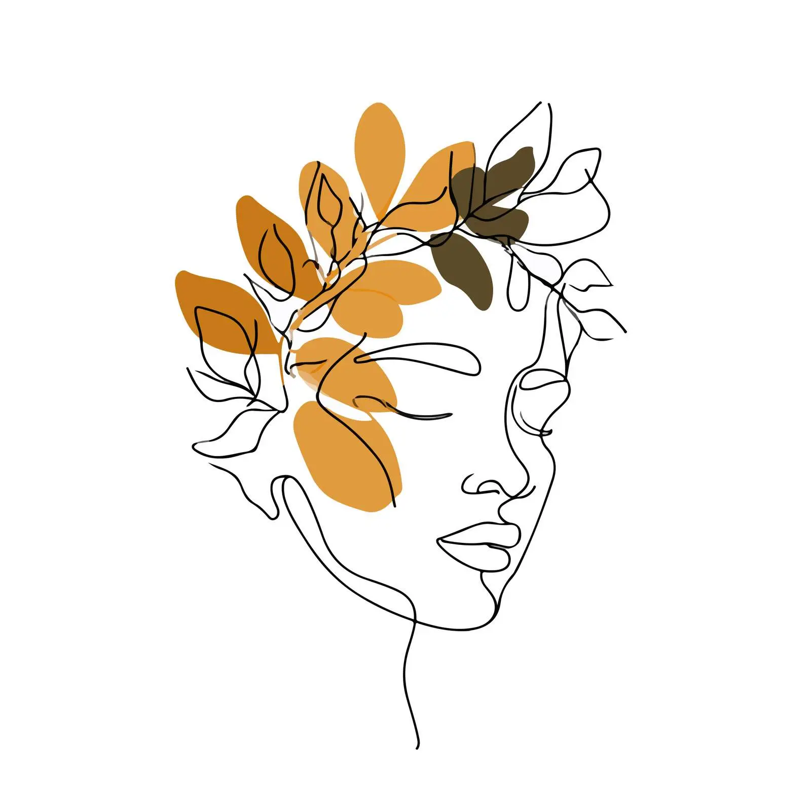 Abstract Face with Leafy Crown Art — free download from Dotvec