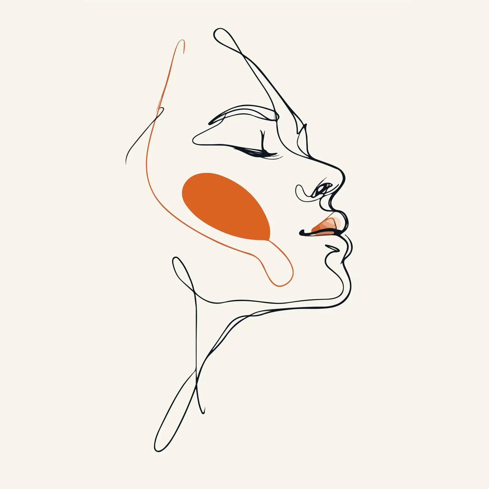 Elegant Female Profile Line Art — free download from Dotvec