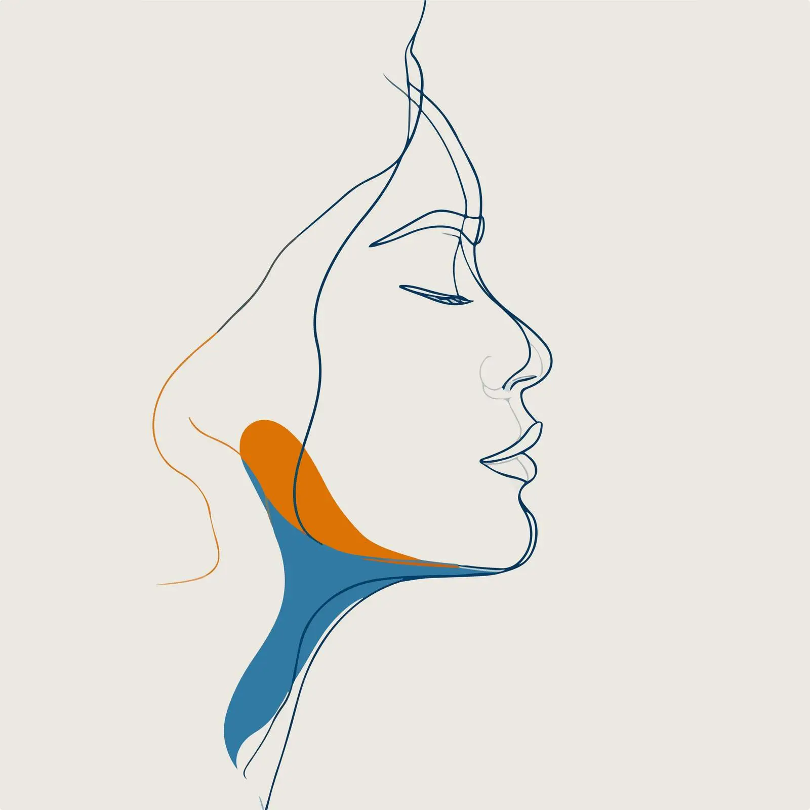 Elegant Side Profile Woman Line Art — free download from Dotvec