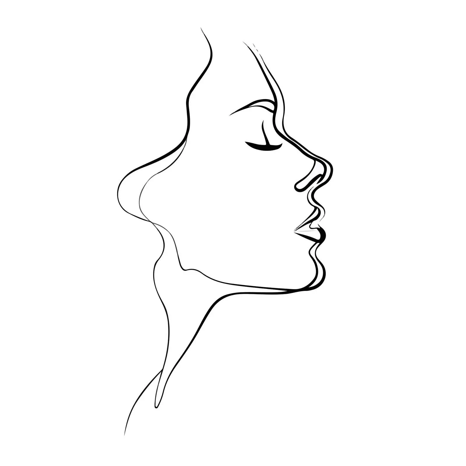 Elegant Female Profile Line Art — free download from Dotvec