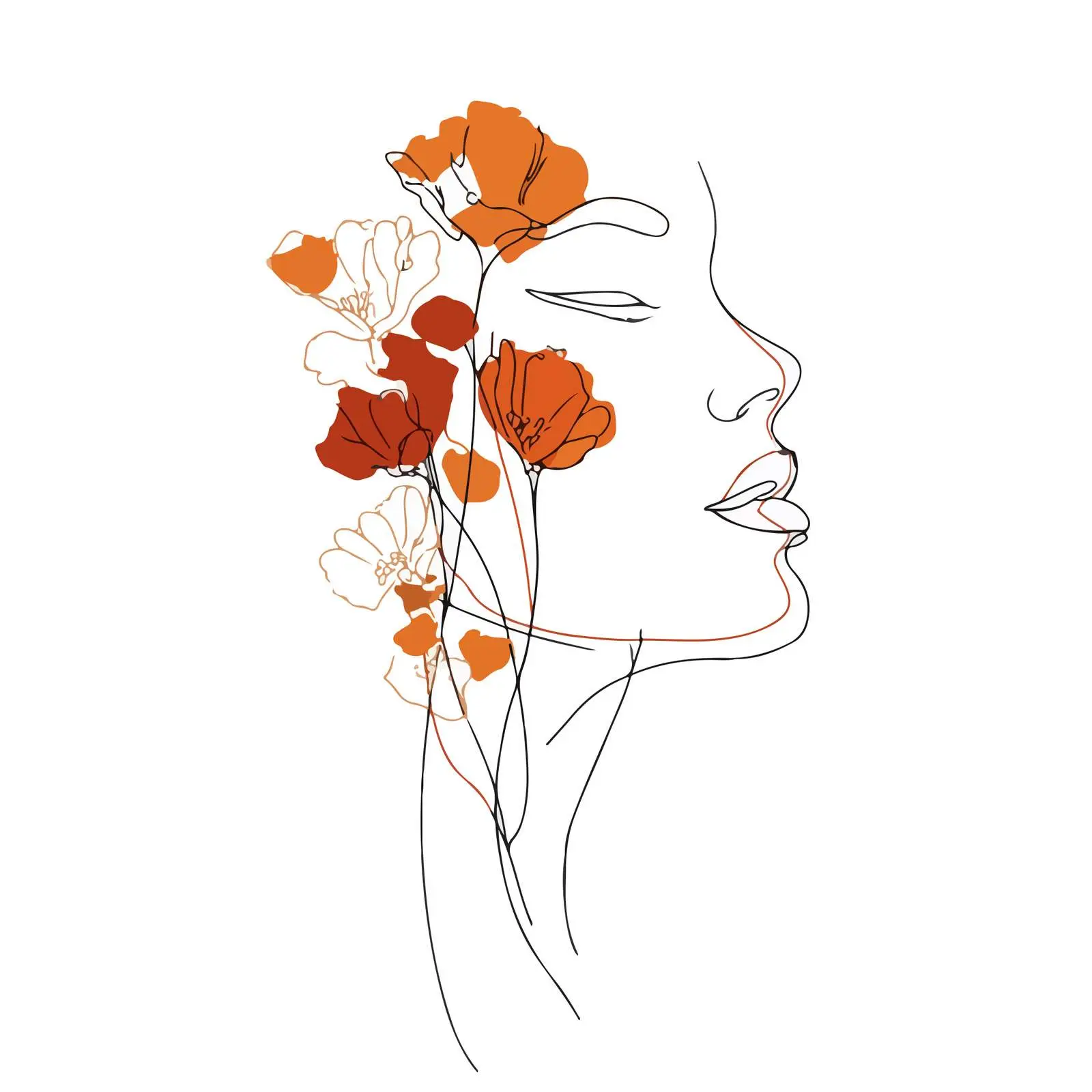 Elegant Female Face Line Art — free download from Dotvec