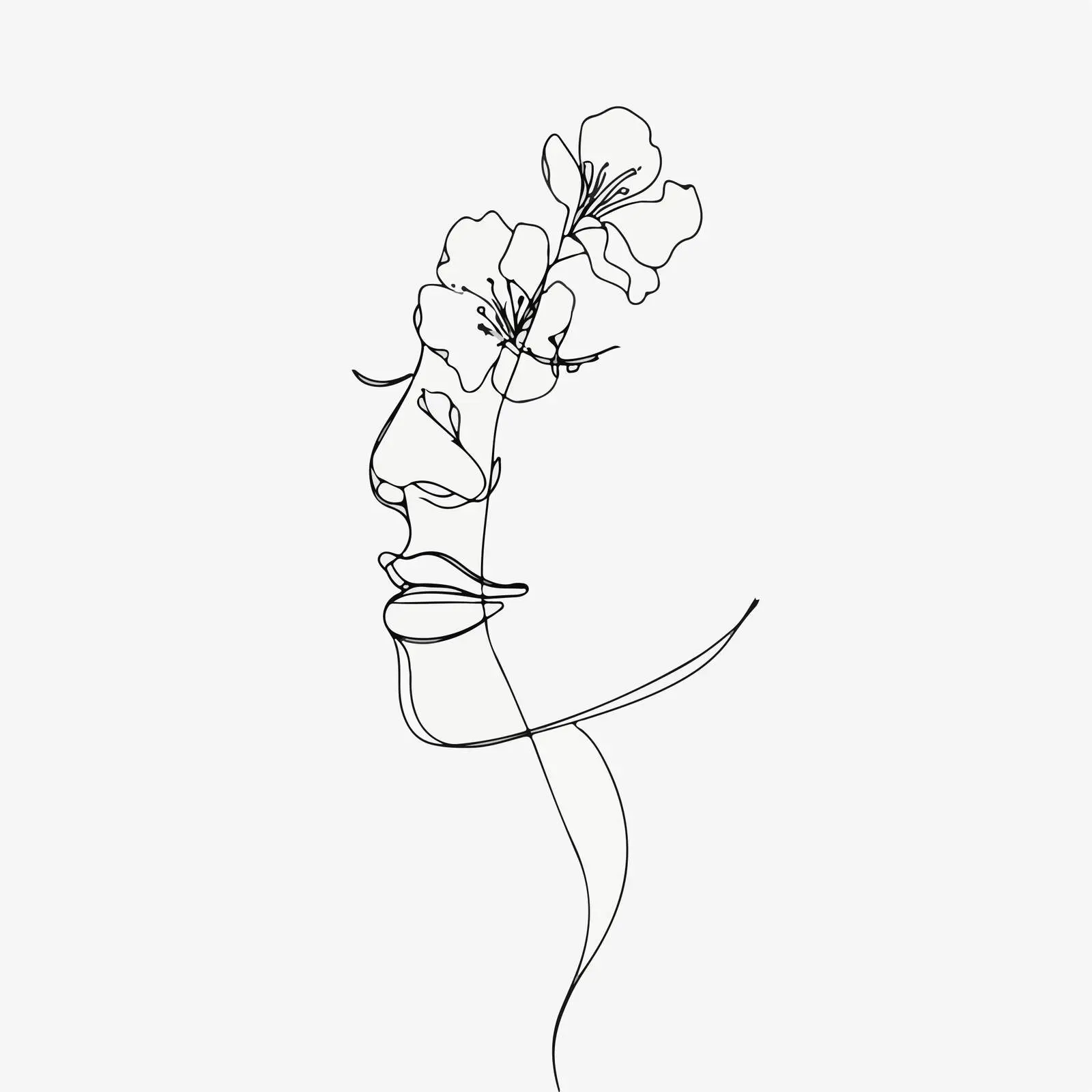 Elegant Female Face with Flowers Art — free download from Dotvec