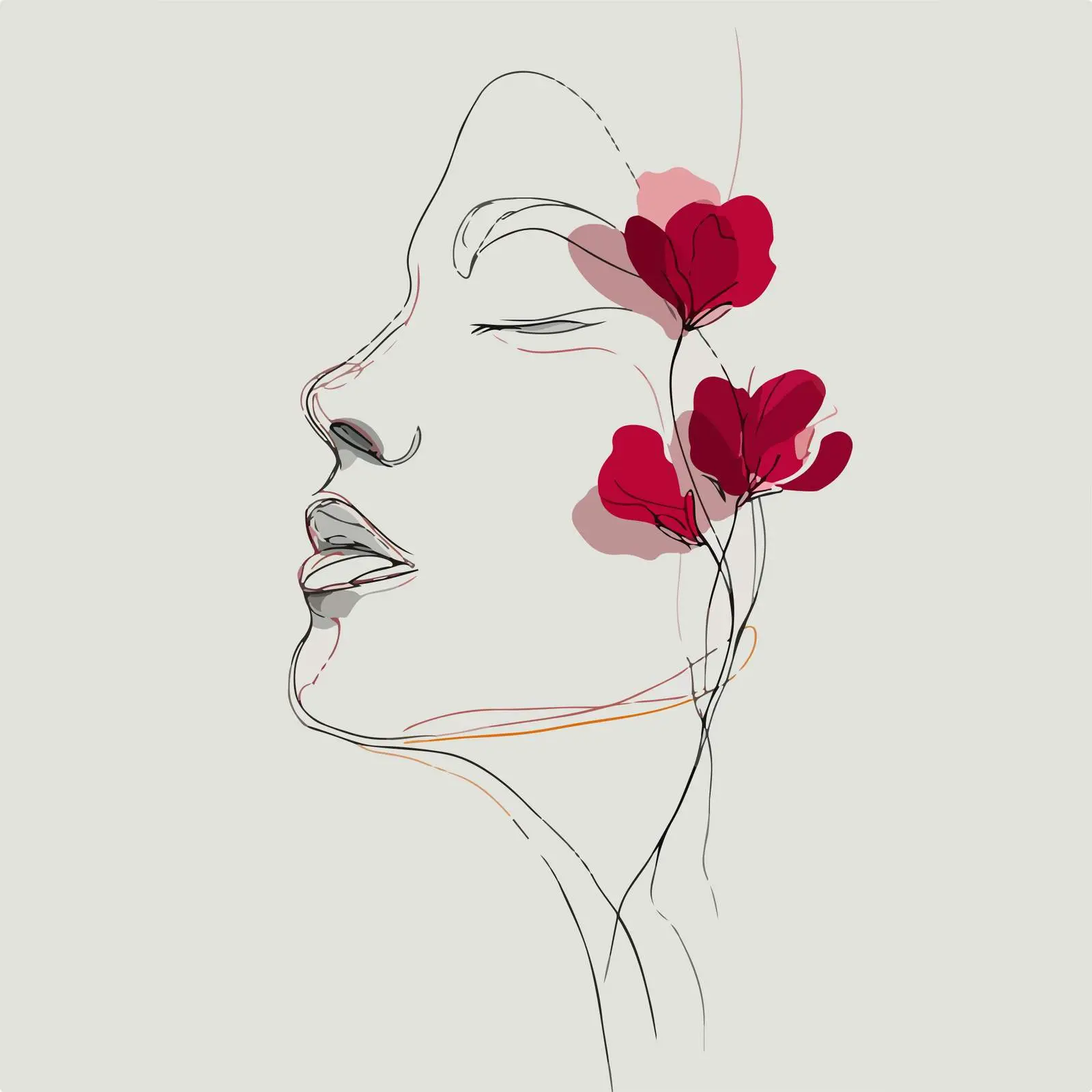 Elegant Female Portrait with Flowers — free download from Dotvec