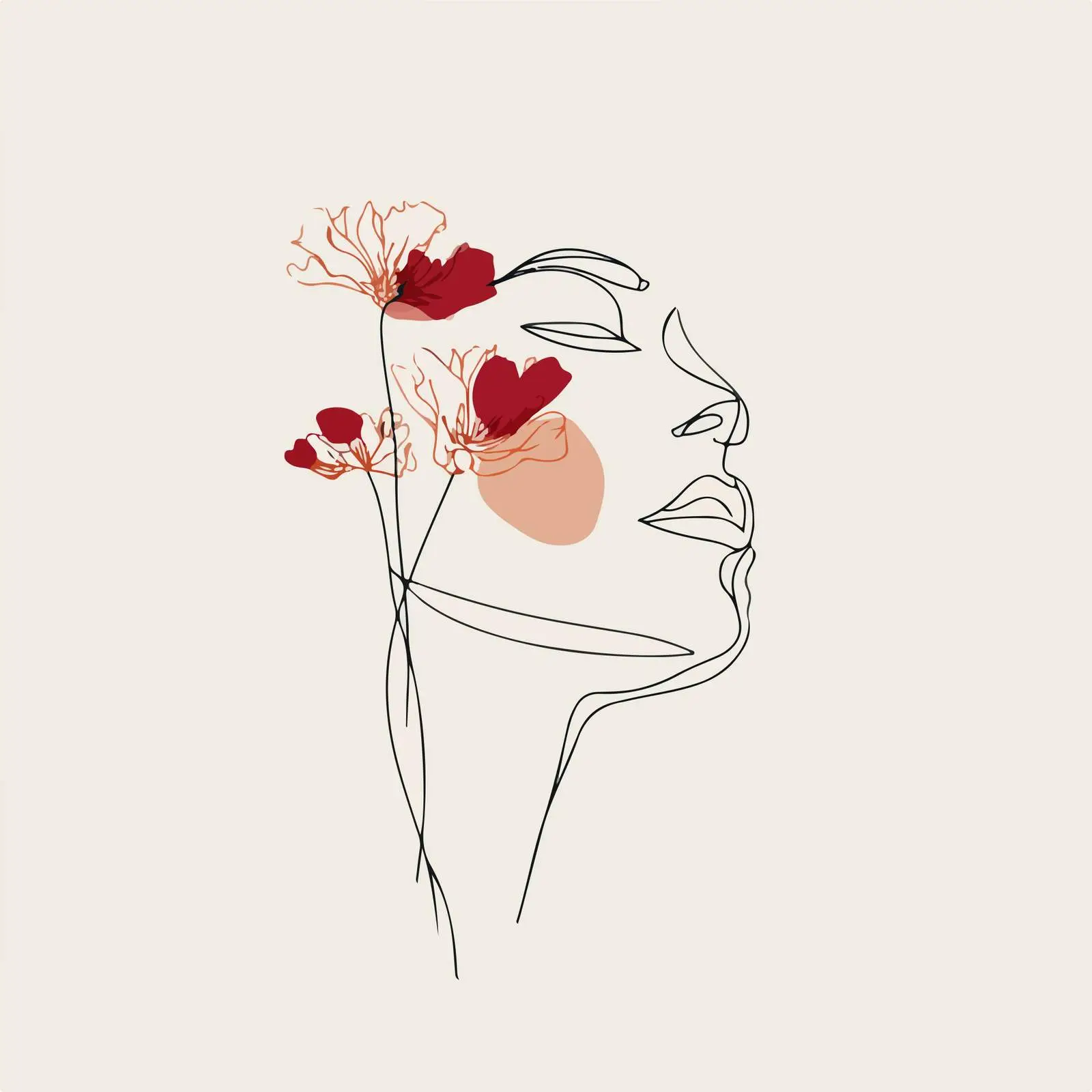 Elegant Line Art Women with Floral Design — free download from Dotvec