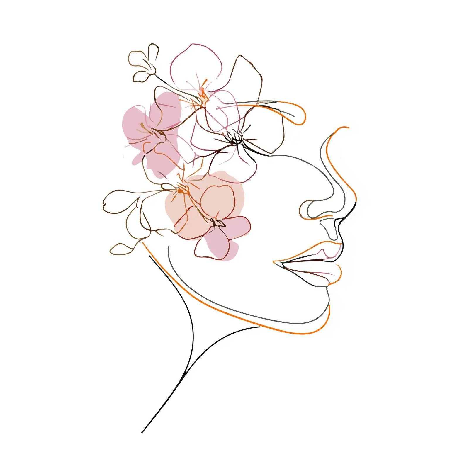 Elegant Face with Flowing Flowers — free download from Dotvec