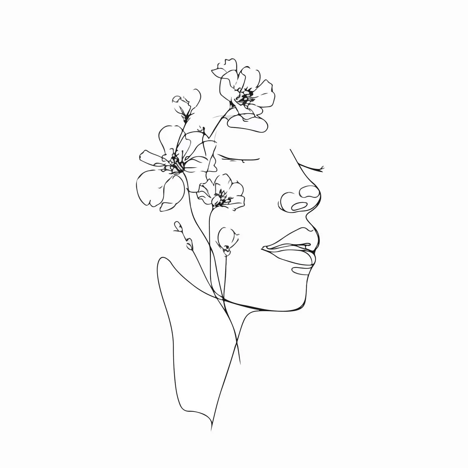Elegant Female Face Line Art — free download from Dotvec