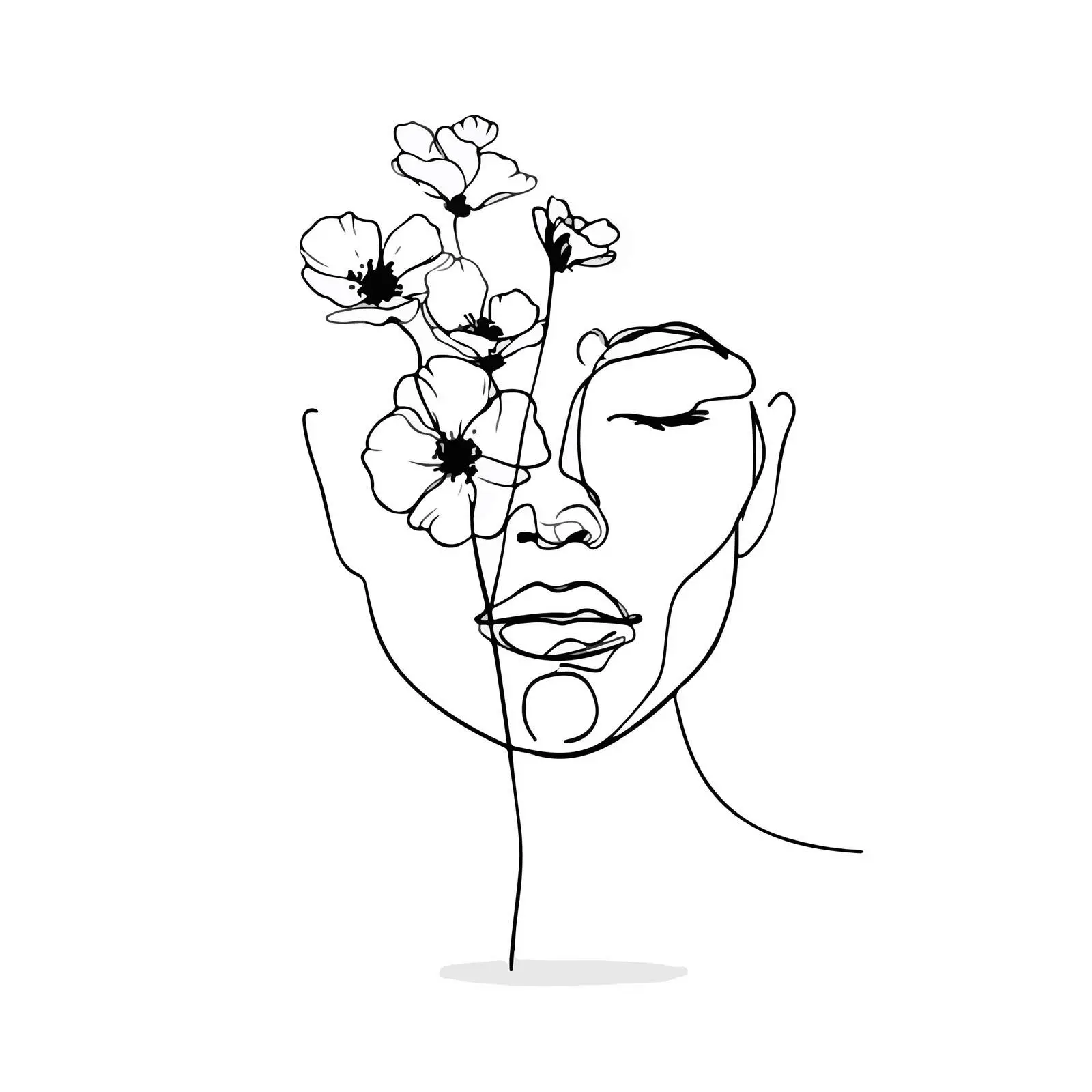 Elegant Continuous Line Art of Female Face — free download from Dotvec