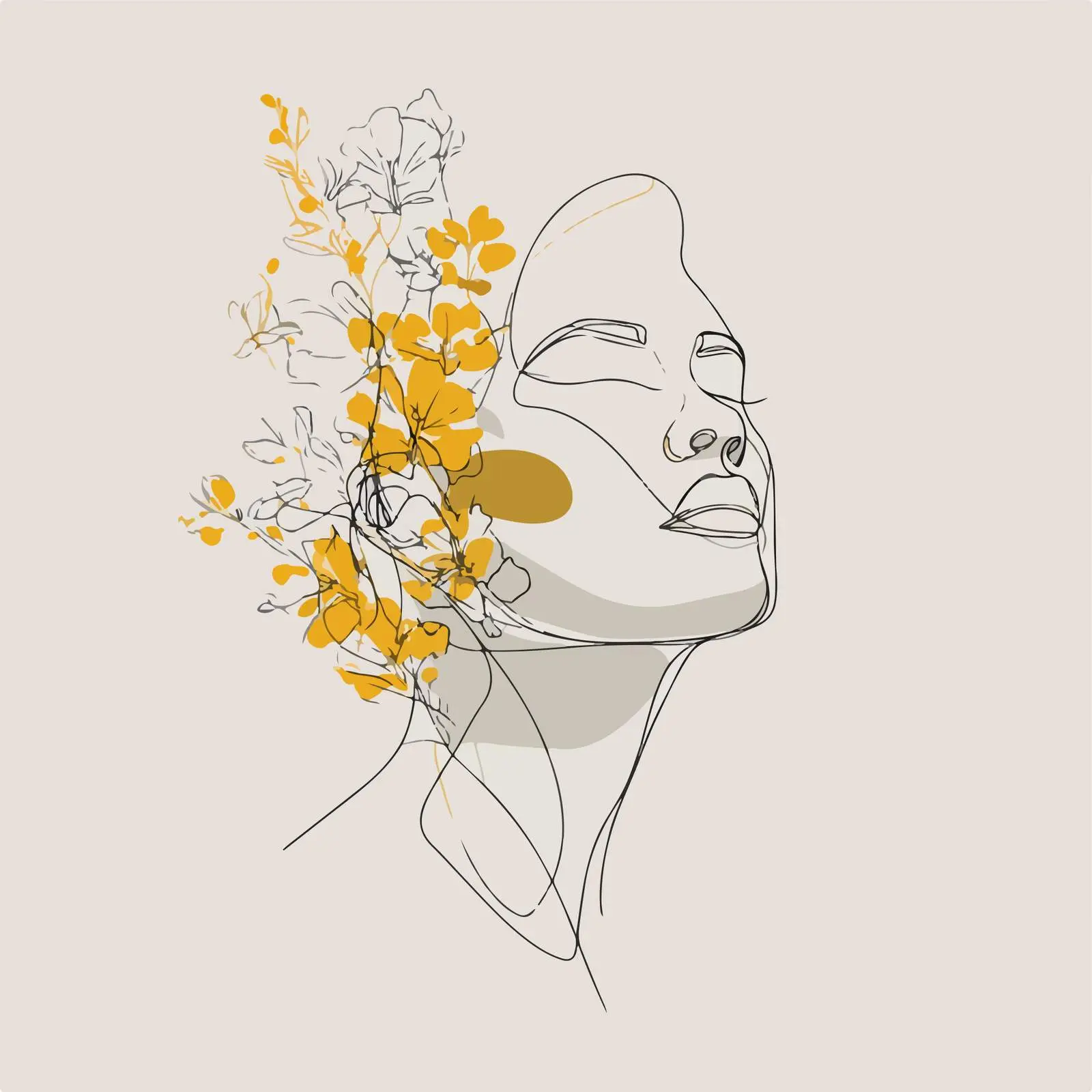 Elegant Female Face Line Art — free download from Dotvec