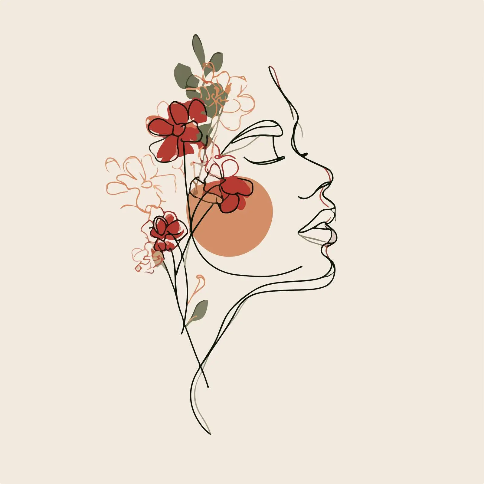 Elegant Female Portrait with Flowers — free download from Dotvec