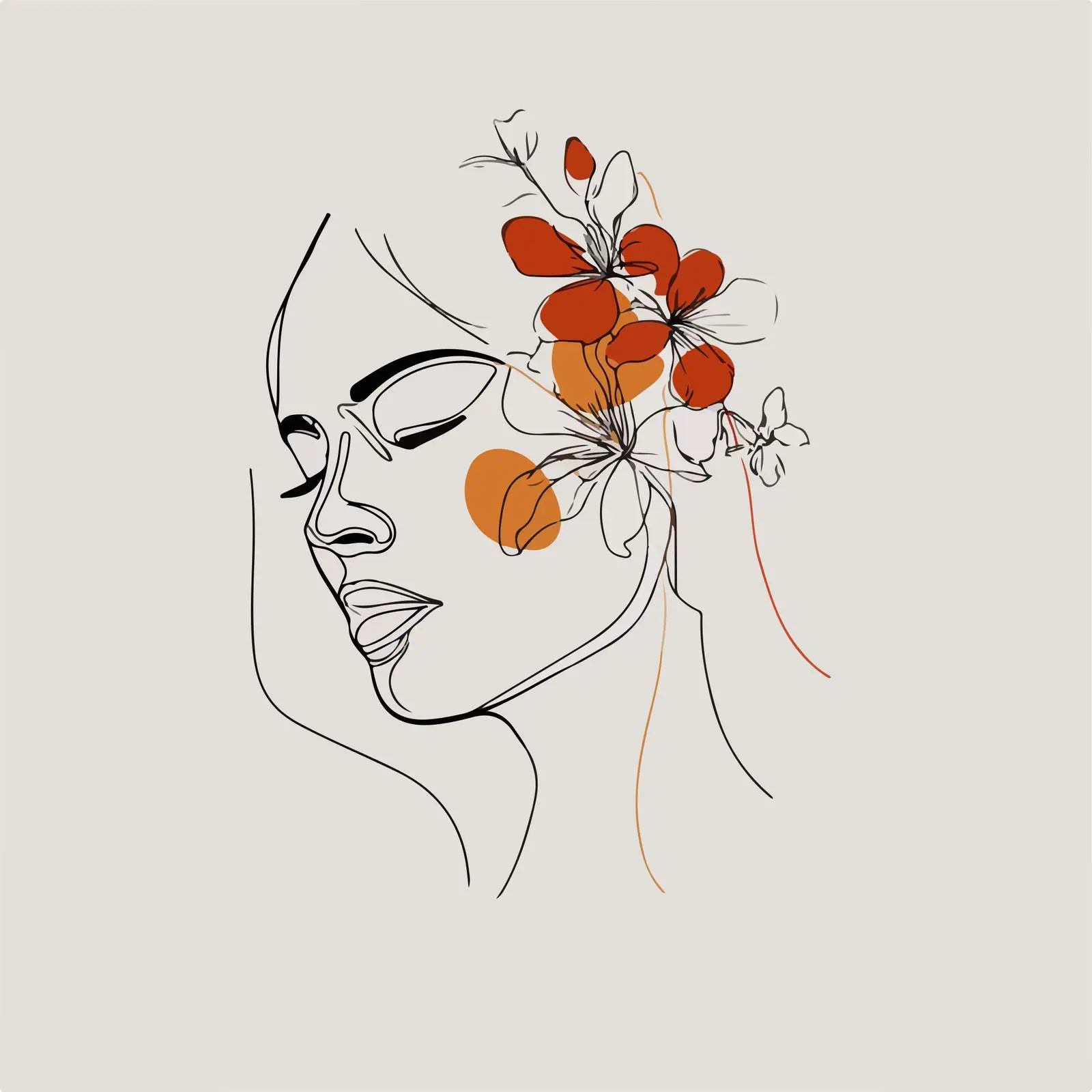 Elegant Female Portrait with Flowers — free download from Dotvec