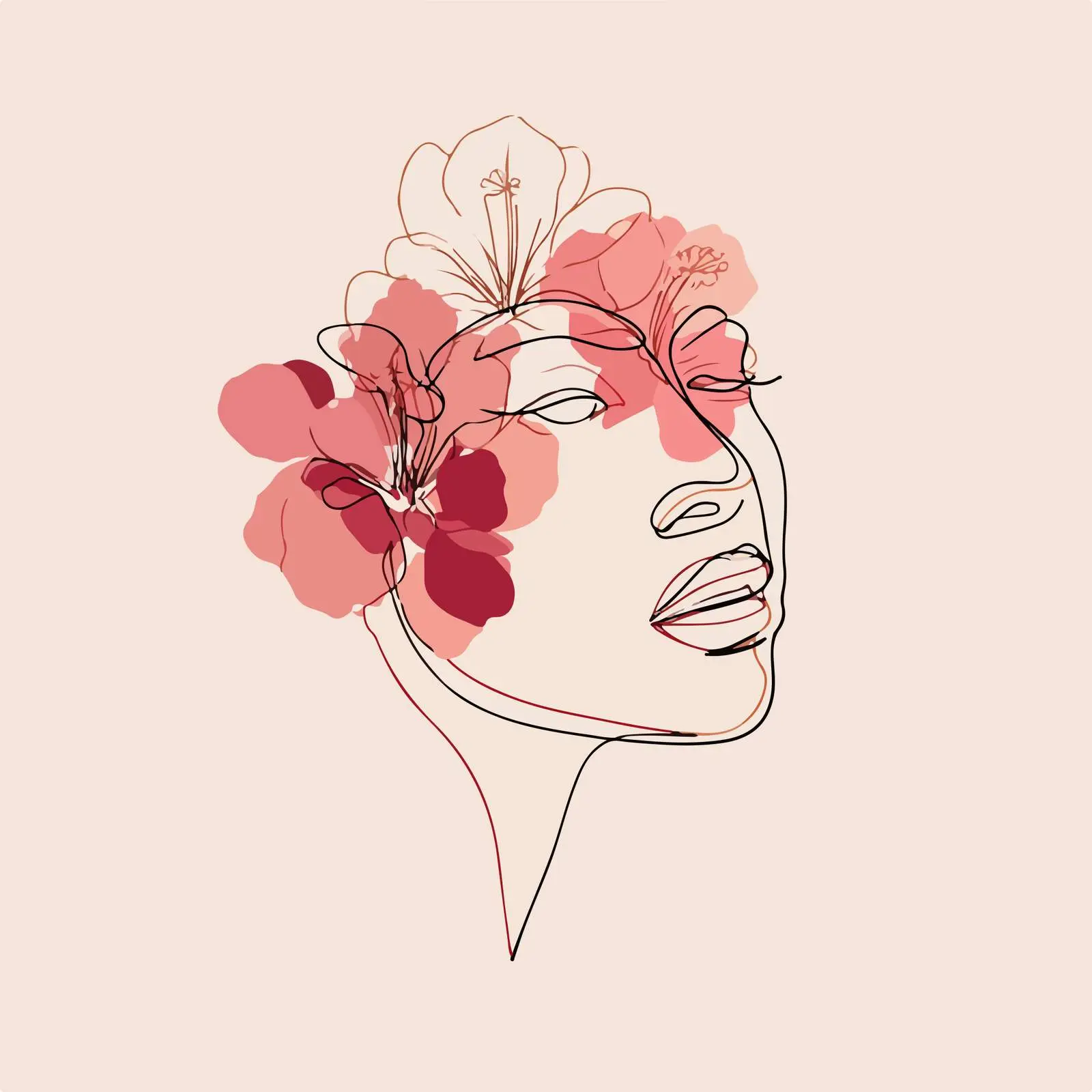 Elegant Female Face Line Art — free download from Dotvec