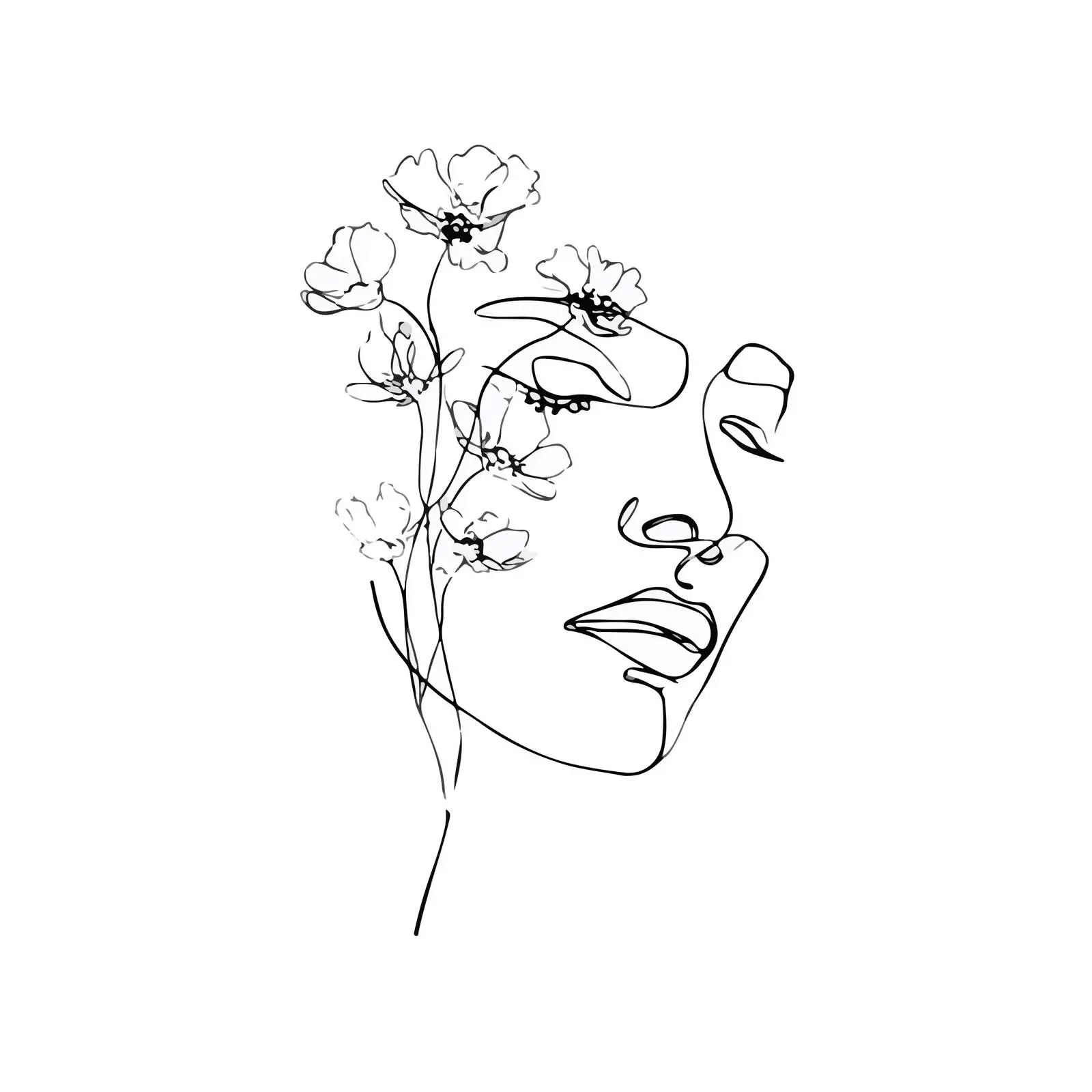 Elegant Feminine Face with Floral Minimalism — free download from Dotvec
