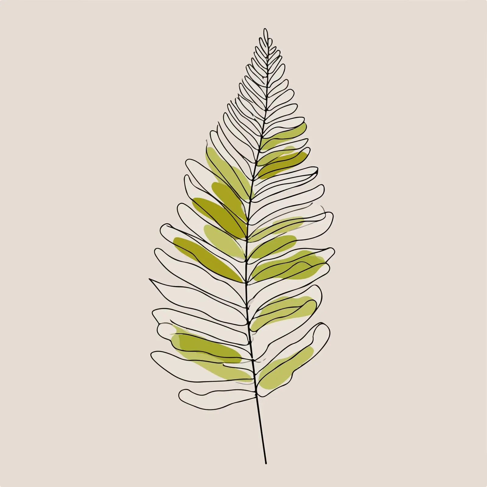 Minimal Fern Leaf Line Art Vector — free download from Dotvec