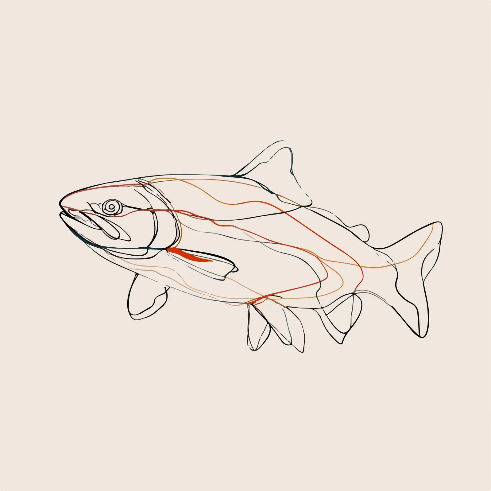 Minimal Fish Line Art — free download from Dotvec